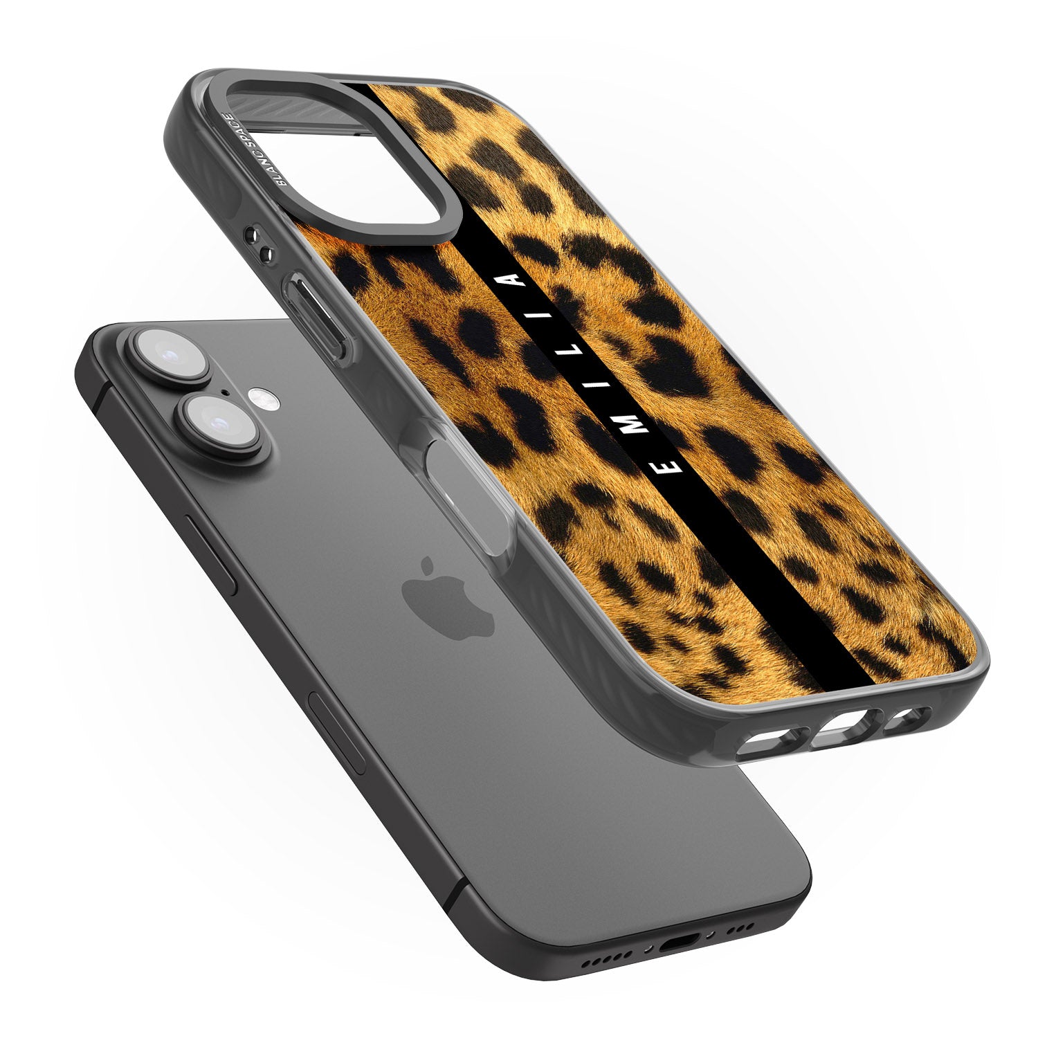 iPhone 16 Pro Max Personalised Leopard Print Black Impact Phone Case