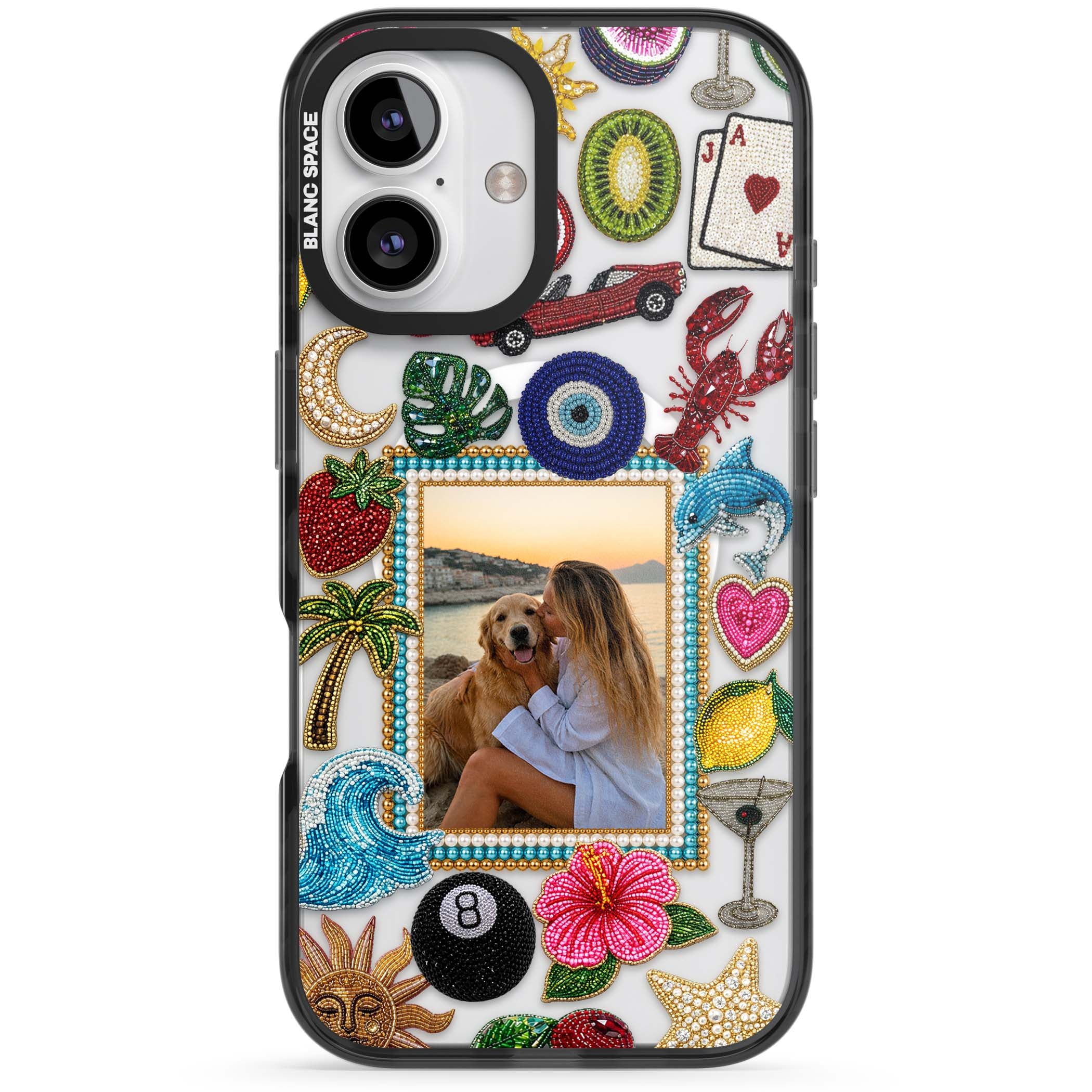 Beaded Photo coastal iPhone case | Black Impact Magsafe case for iPhone 16, iPhone 16 Plus