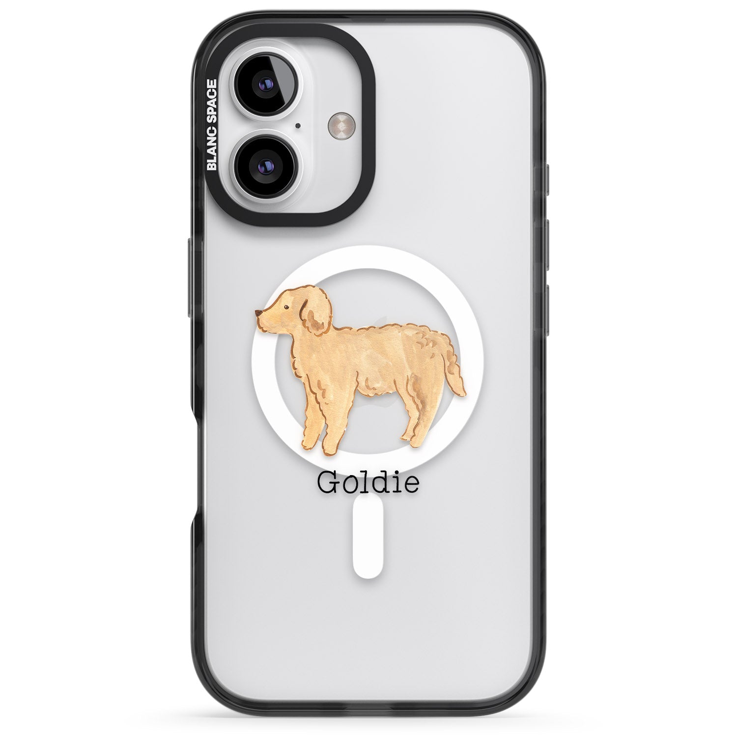 iPhone 16 Pro Max Personalised Hand Painted Goldendoodle Black Impact Phone Case