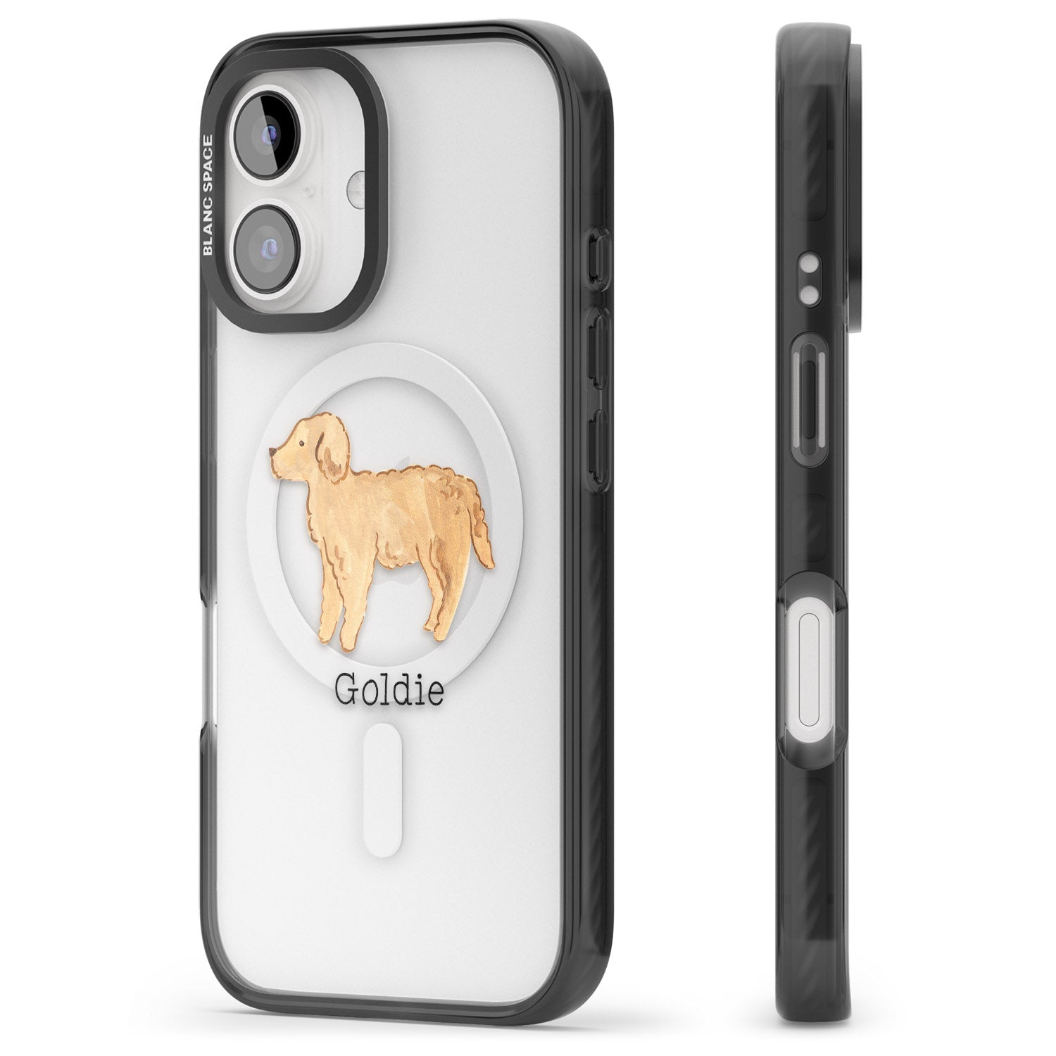 iPhone 16 Pro Max Personalised Hand Painted Goldendoodle Black Impact Phone Case