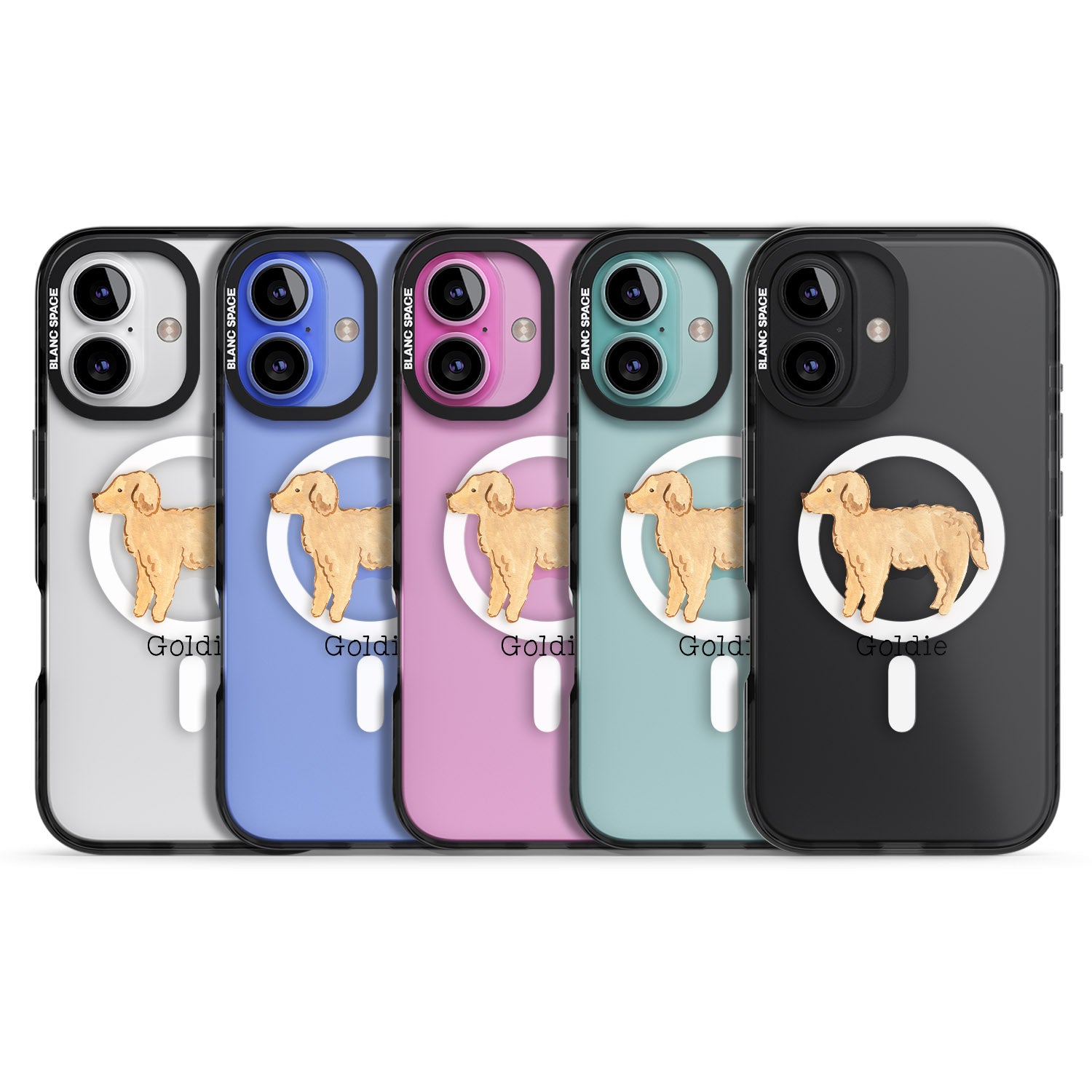 iPhone 16 Pro Max Personalised Hand Painted Goldendoodle Black Impact Phone Case