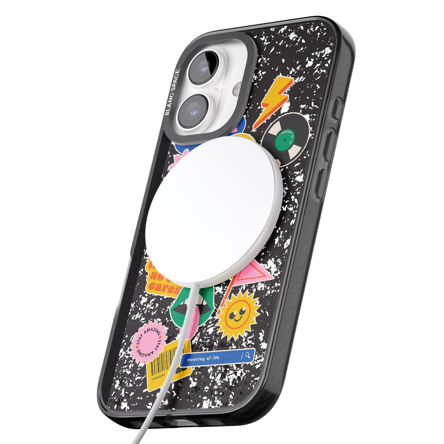 iPhone 16 Pro Max Personalised Notebook Cover with Stickers Black Impact Phone Case