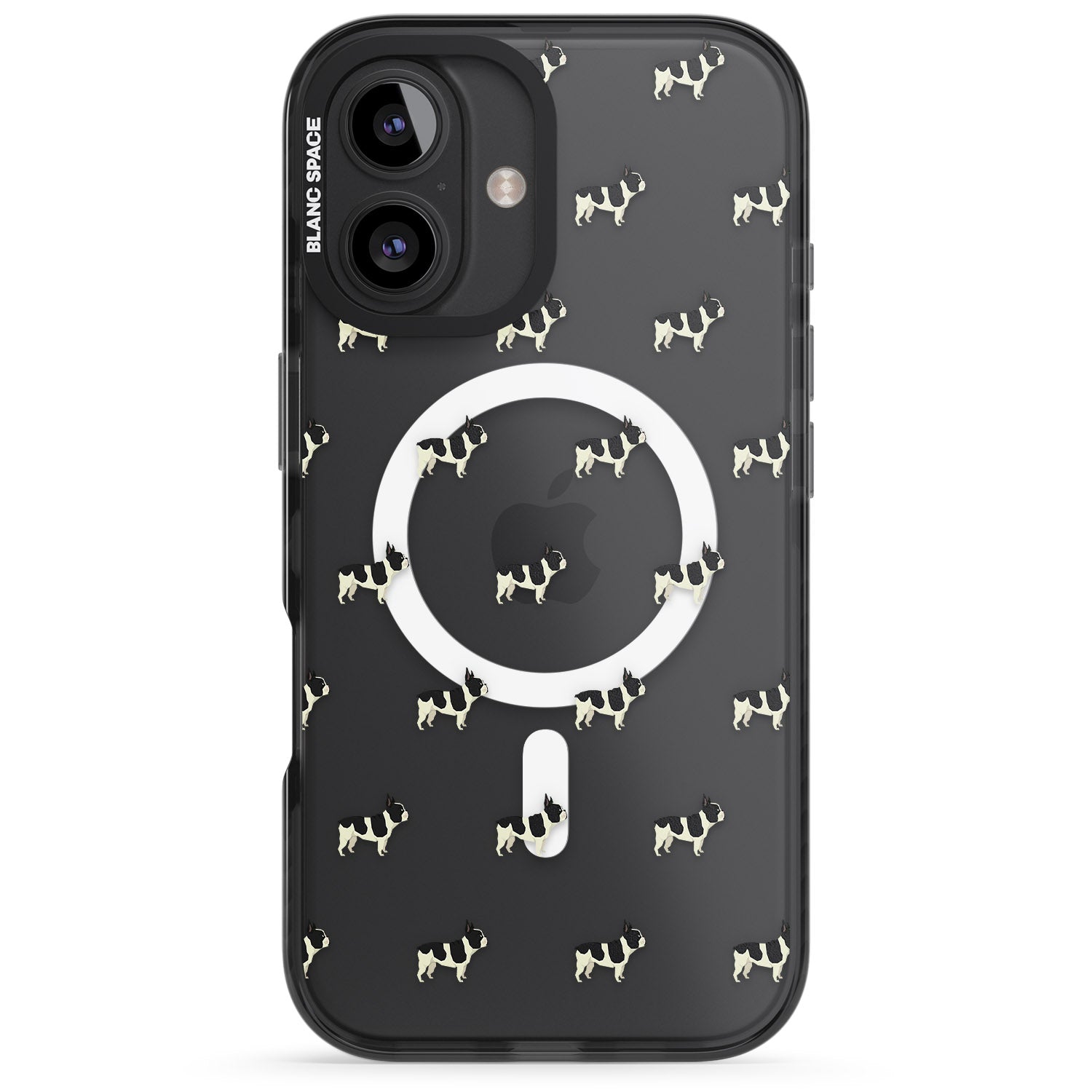 iPhone 16 Pro Max French Bulldog Dog Pattern Clear Black Impact Phone Case