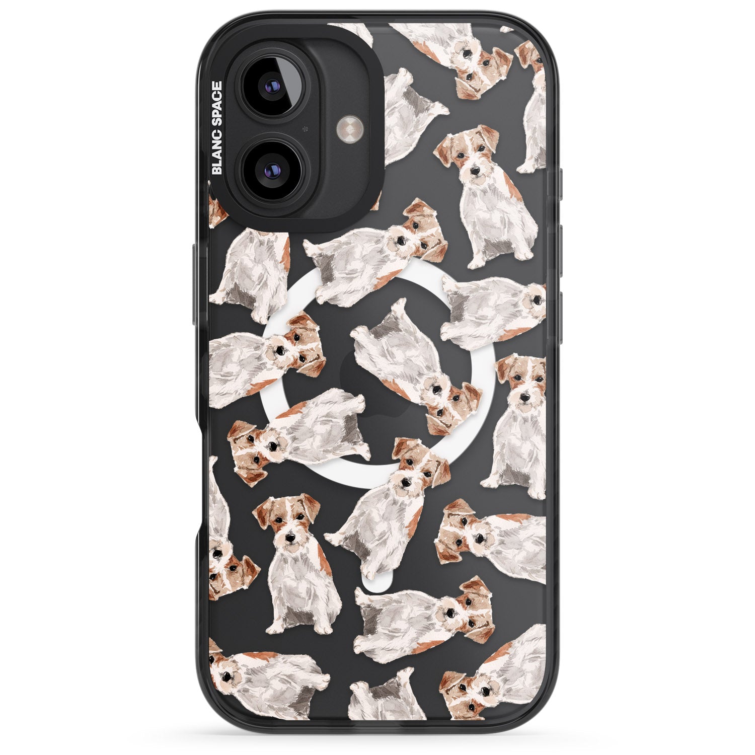 iPhone 16 Pro Max Wirehaired Jack Russell Watercolour Dog Pattern Black Impact Phone Case