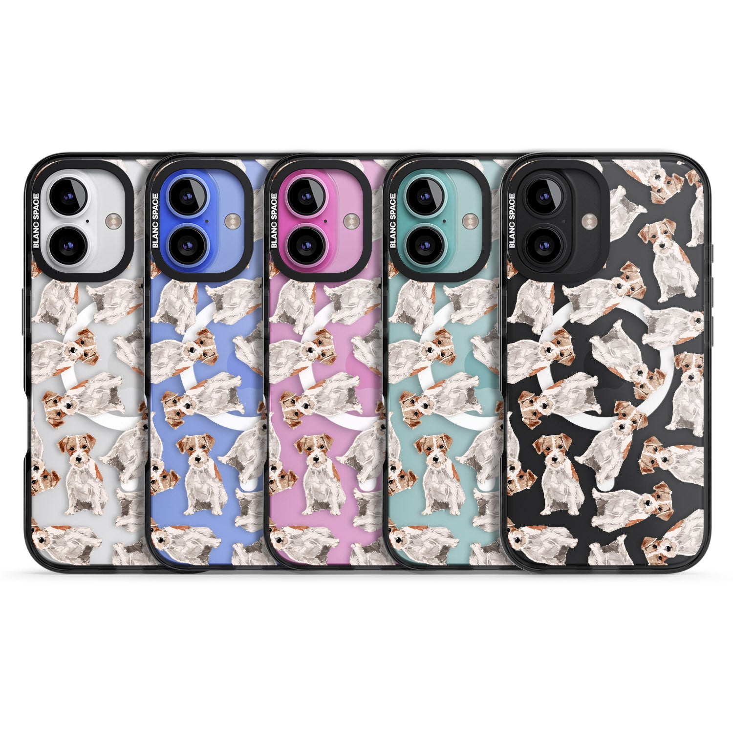 iPhone 16 Pro Max Wirehaired Jack Russell Watercolour Dog Pattern Black Impact Phone Case