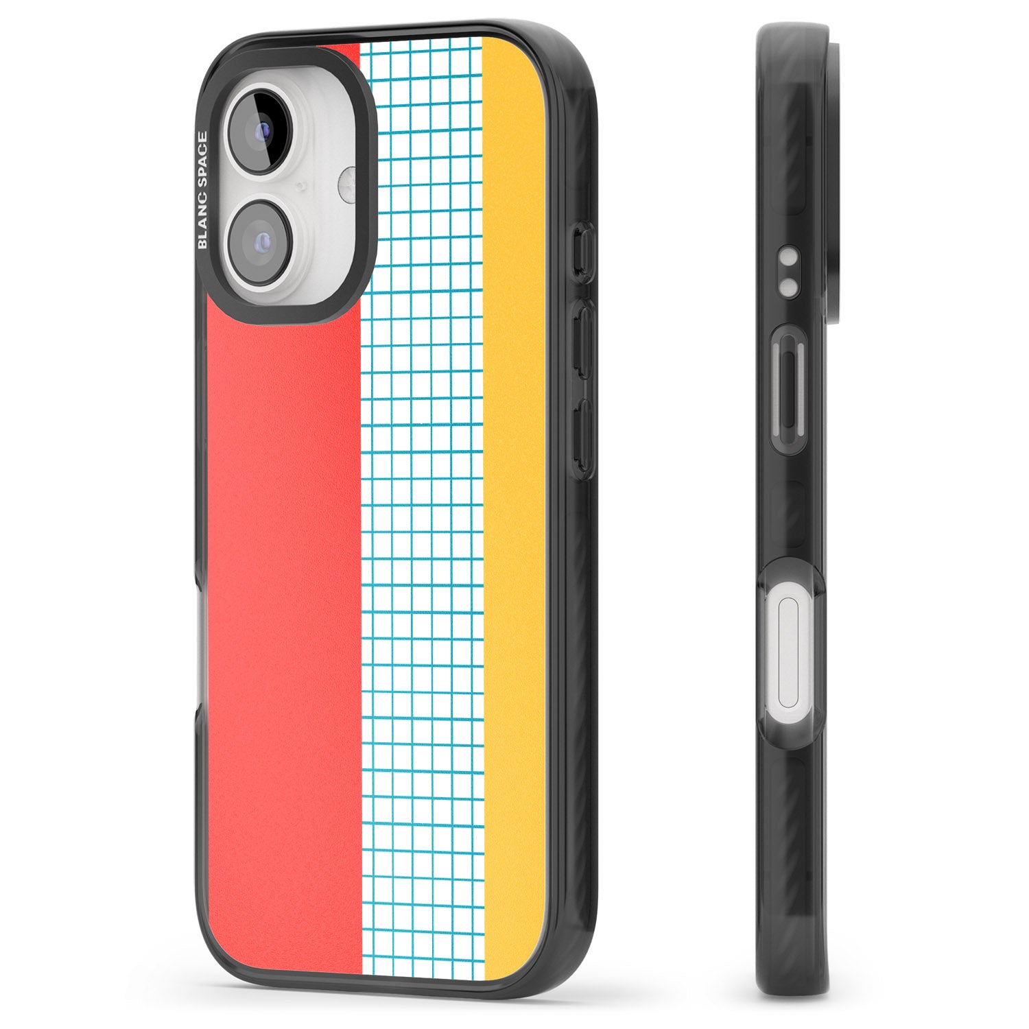 iPhone 16 Pro Max Abstract Grid Red, Blue, Yellow Black Impact Phone Case
