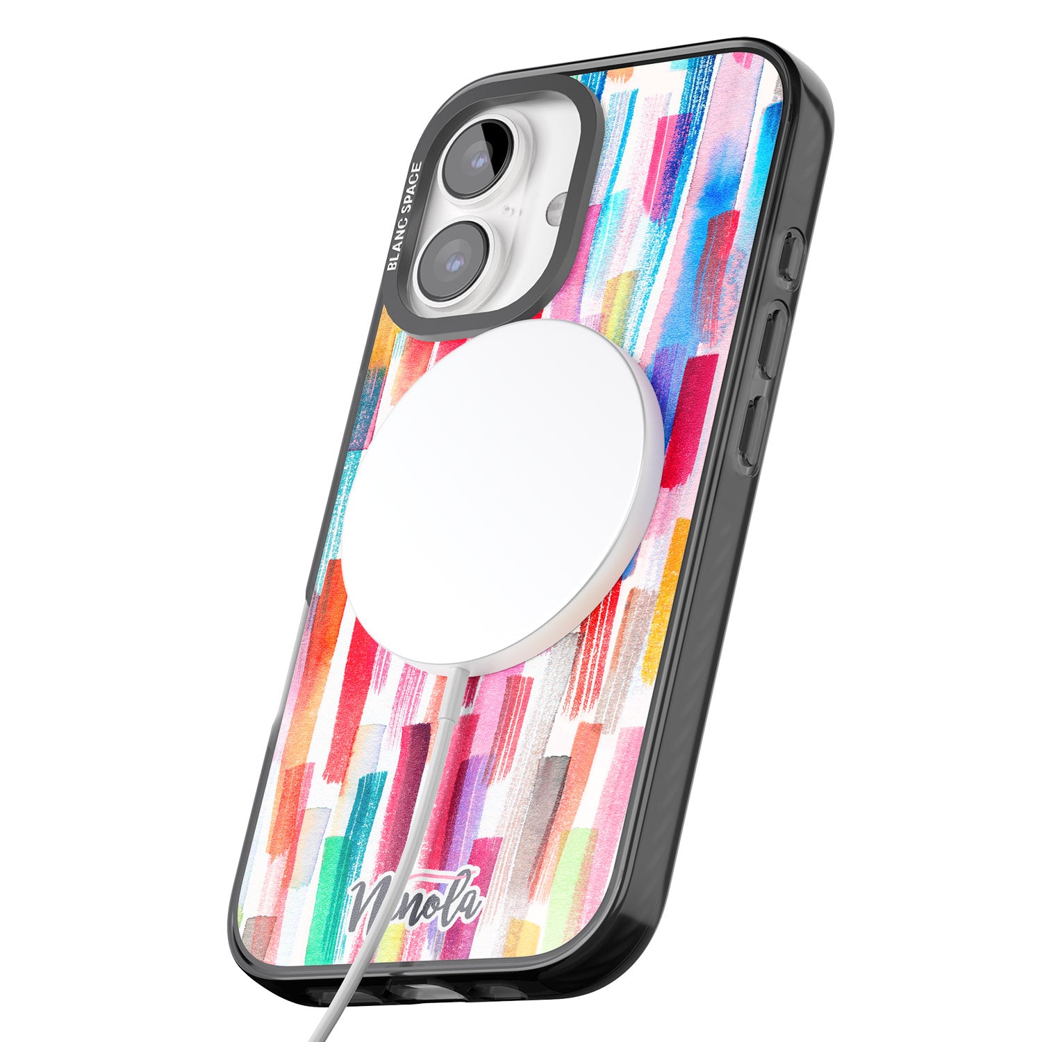 iPhone 16 Pro Max Colorful Brushstrokes Black Impact Phone Case