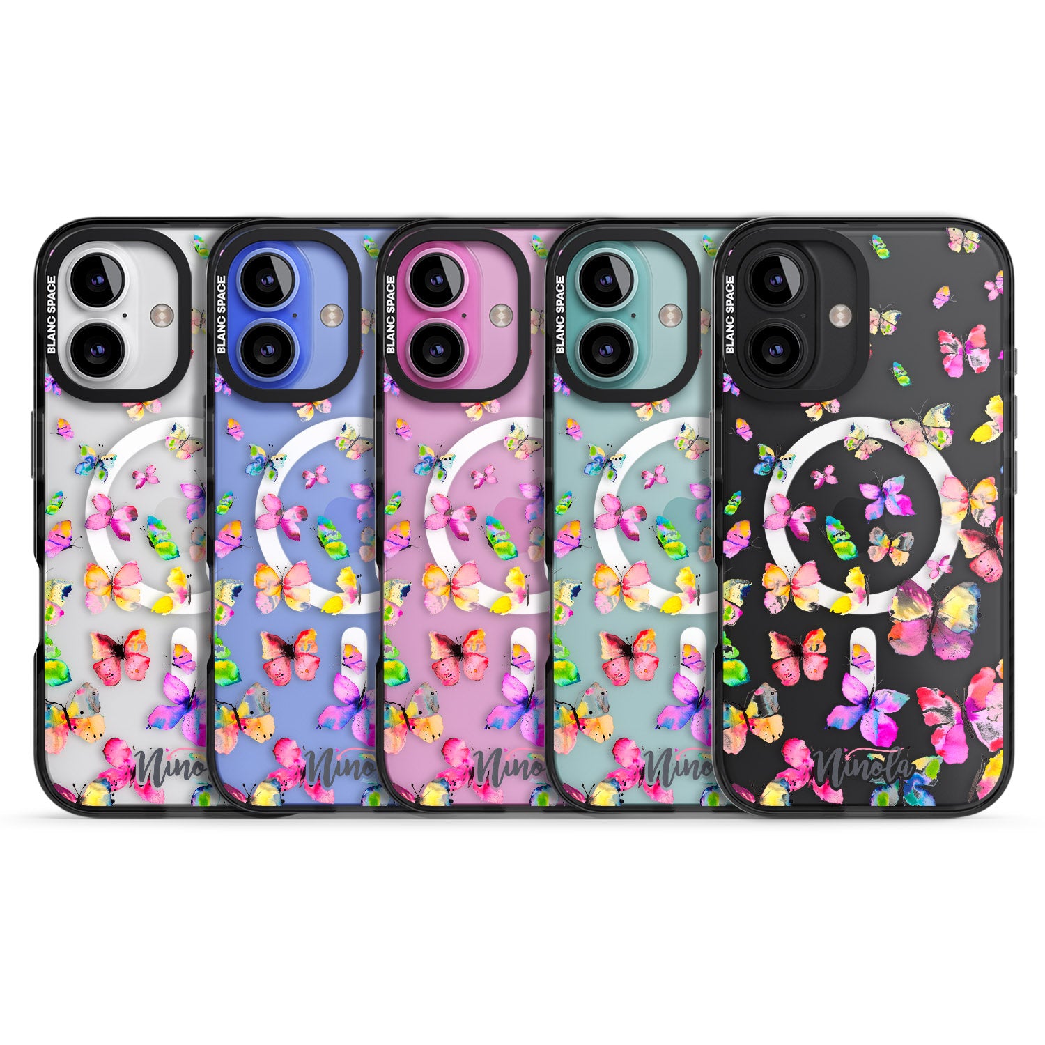 iPhone 16 Pro Max Watercolor Butterflies Black Impact Phone Case