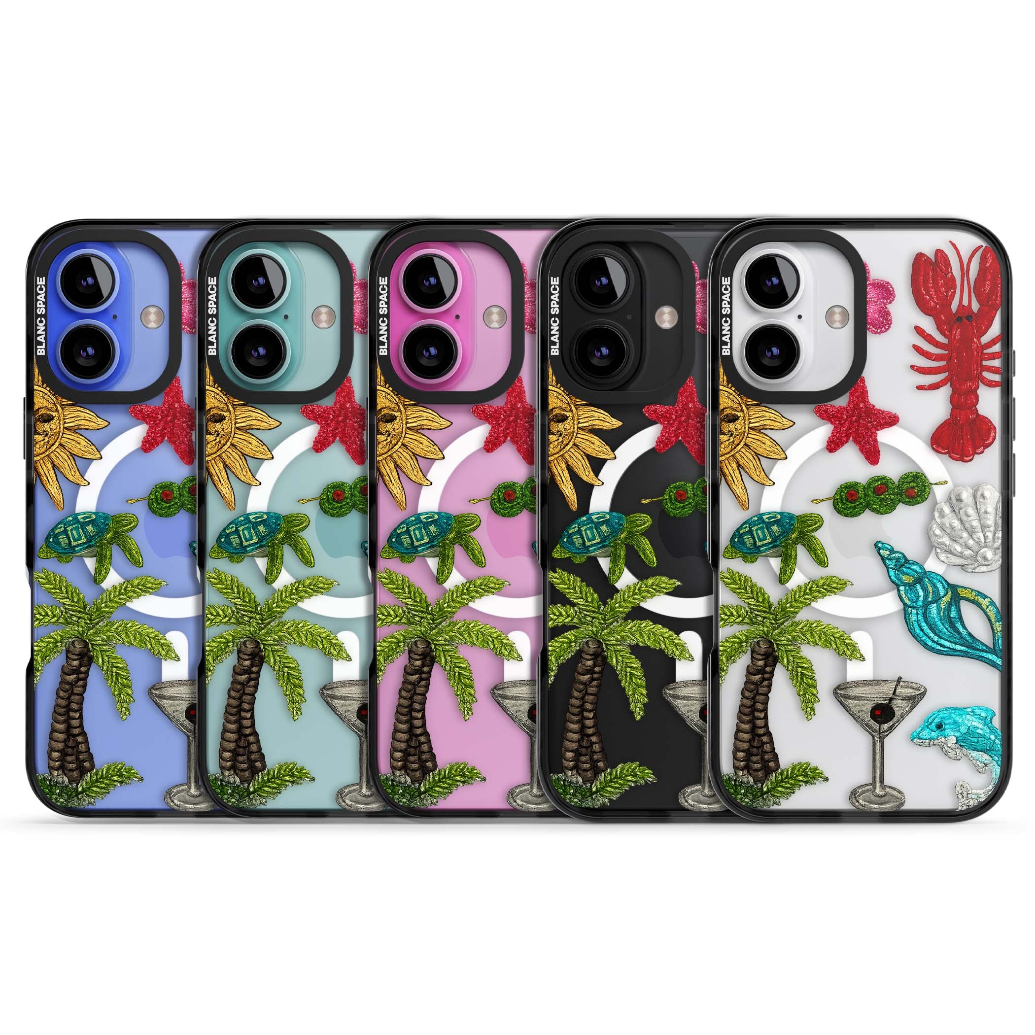 Painted Coastal Pattern coastal iPhone case | Black Impact Magsafe case for iPhone 16, iPhone 16 Plus