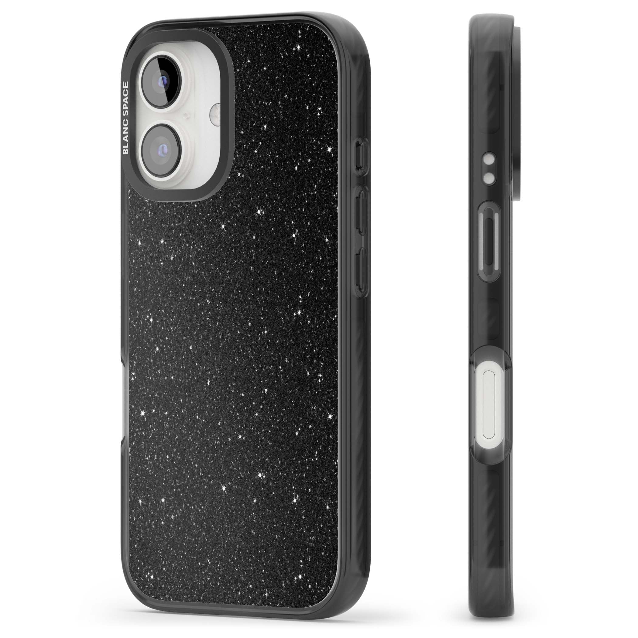 Black Glitter black glitter iPhone case featuring an all-over sparkly shimmer pattern on a jet black base | Black Impact Magsafe case for iPhone 16, iPhone 16 Plus