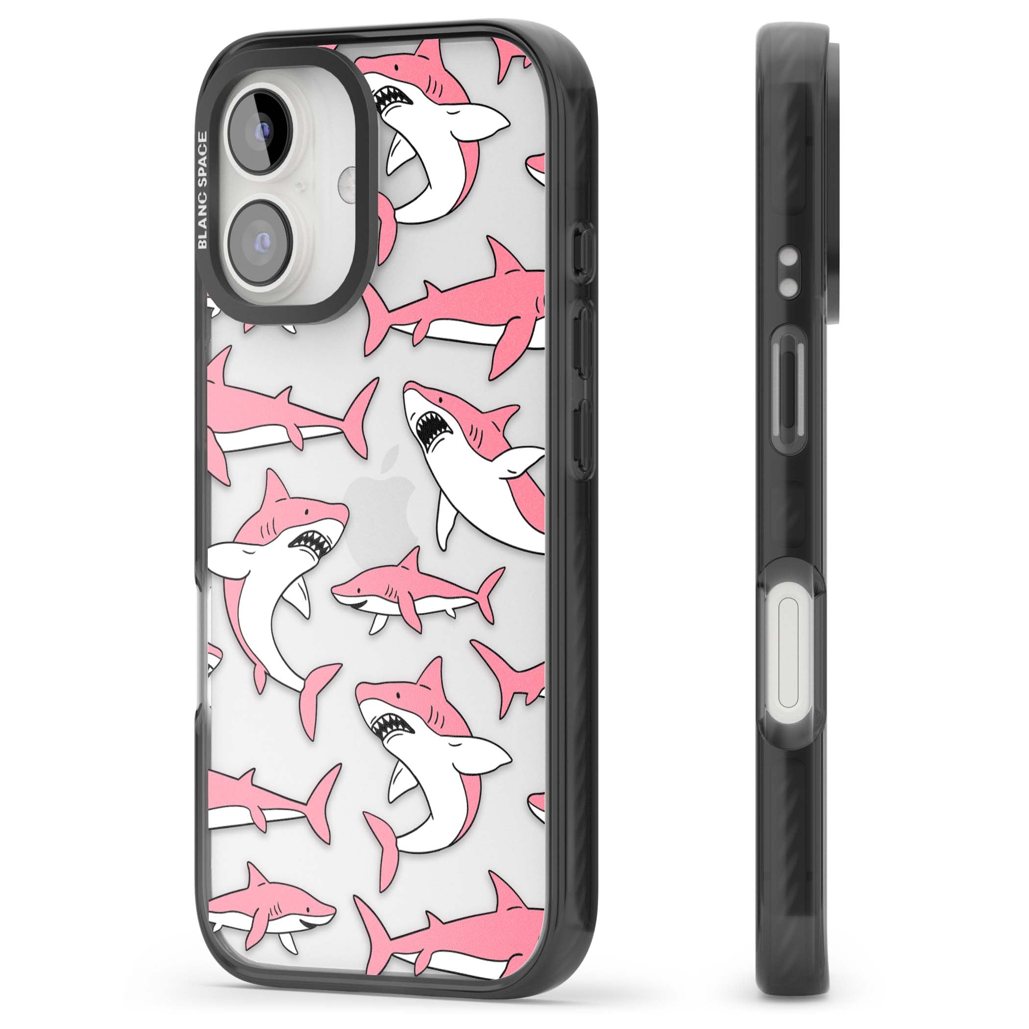 Bubblegum Sharks for her iPhone case | Black Impact case for iPhone 16, iPhone 16 Plus