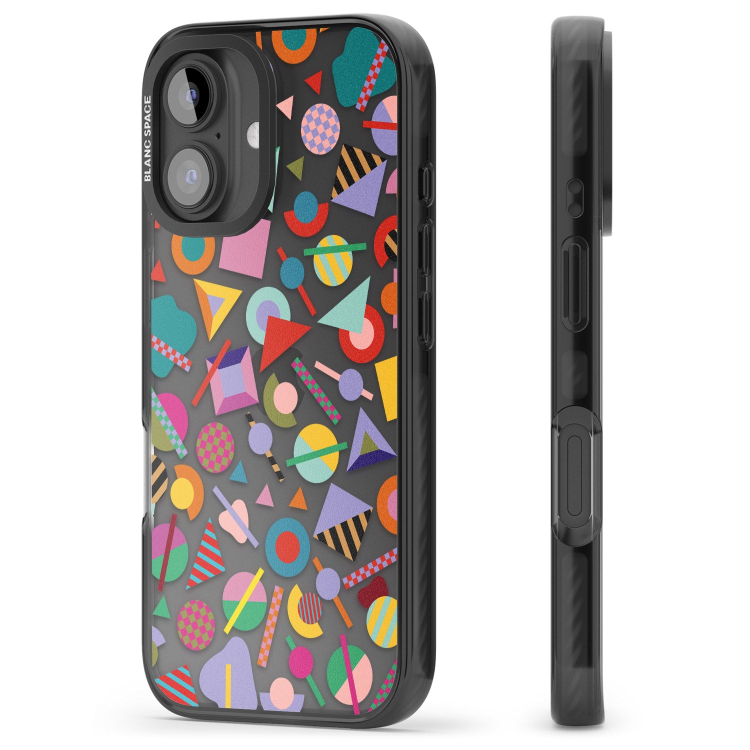 iPhone 16 Pro Max Retro Carnival Shapes Black Impact Phone Case