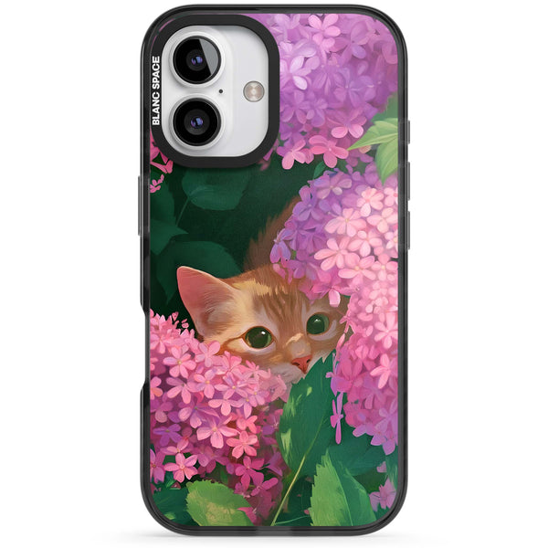 Cat In Pink Flowers