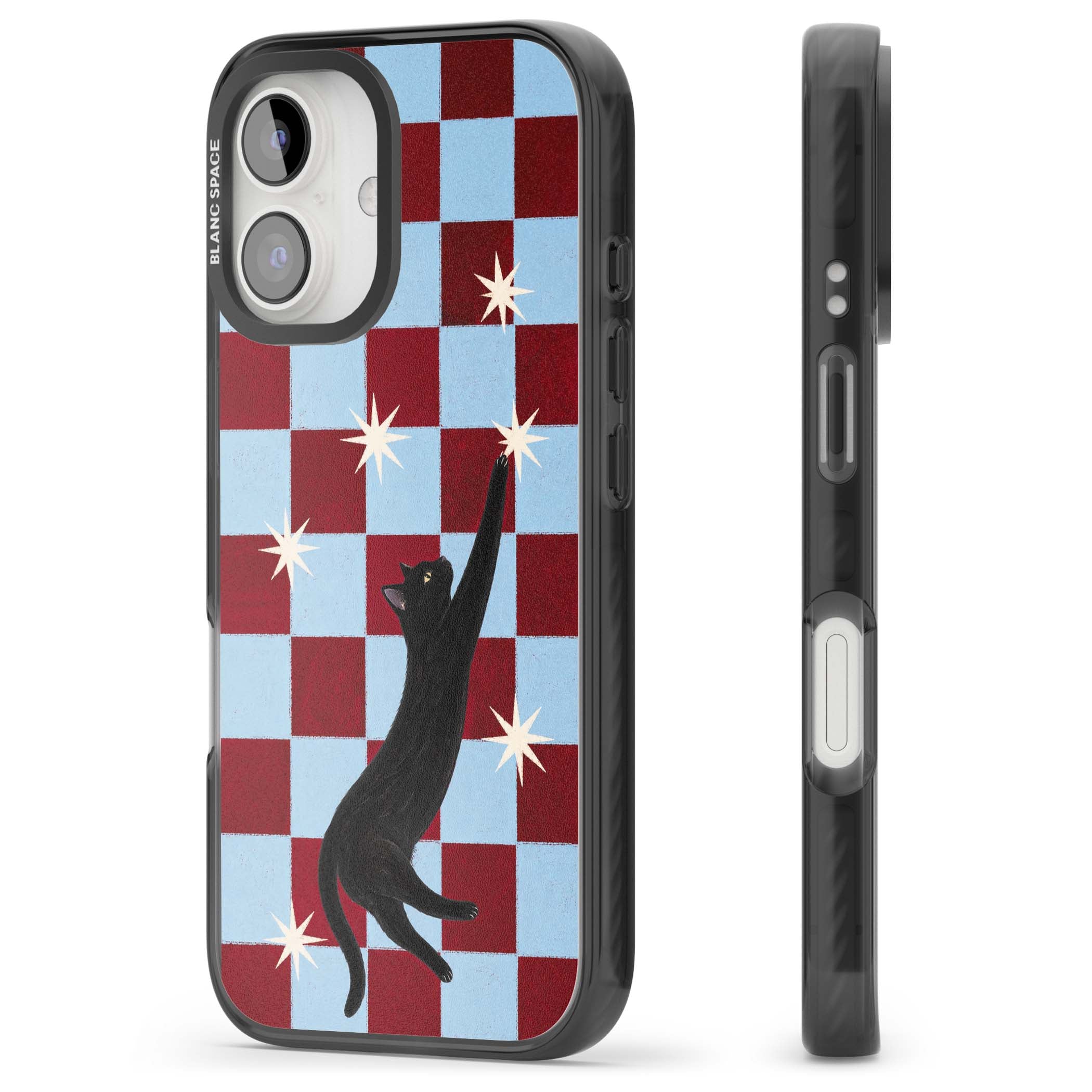 Starlit Kitty animals iPhone case | Black Impact case for iPhone 16, iPhone 16 Plus