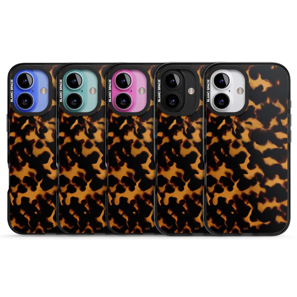 Amber Tortoise tortoiseshell iPhone case featuring warm amber and dark brown marble resin pattern | Black Impact case for iPhone 16, iPhone 16 Plus