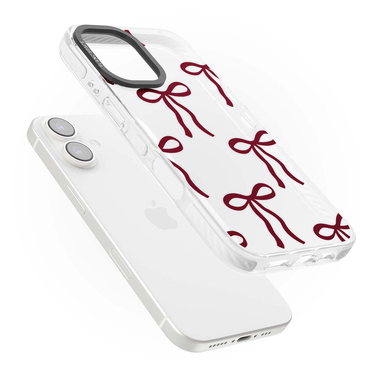 Burgundy Bows coquette iPhone case featuring hand-drawn burgundy red bows on a clear background | Clear Impact case for iPhone 16, iPhone 16 Plus