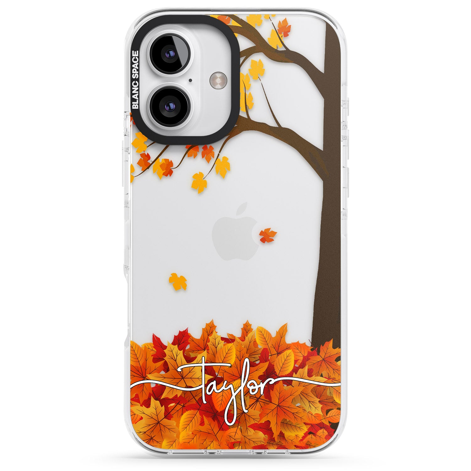 iPhone 16 Pro Max Personalised Autumn Leaves Black Impact Phone Case