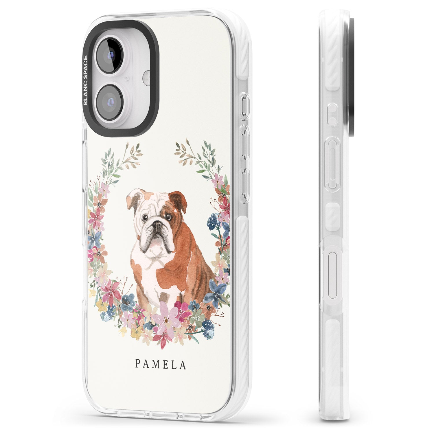 iPhone 16 Pro Max Personalised English Bulldog - Watercolour Dog Portrait Black Impact Phone Case
