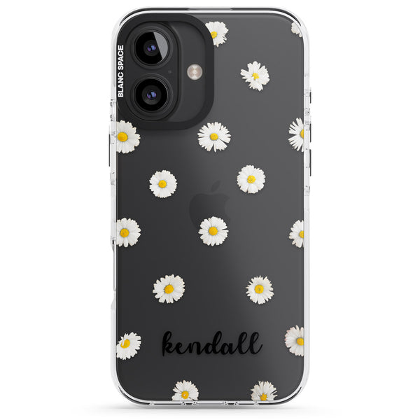 Personalised White Daisies & Cursive