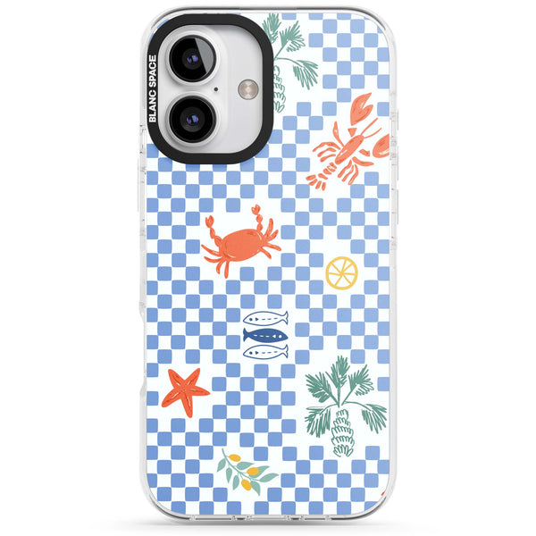 Blue Check Coastal Motifs
