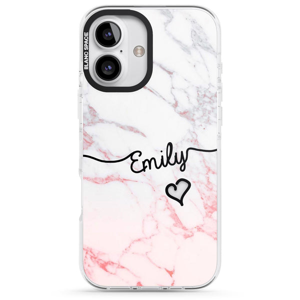 Personalised Pink Fade Marble Heart