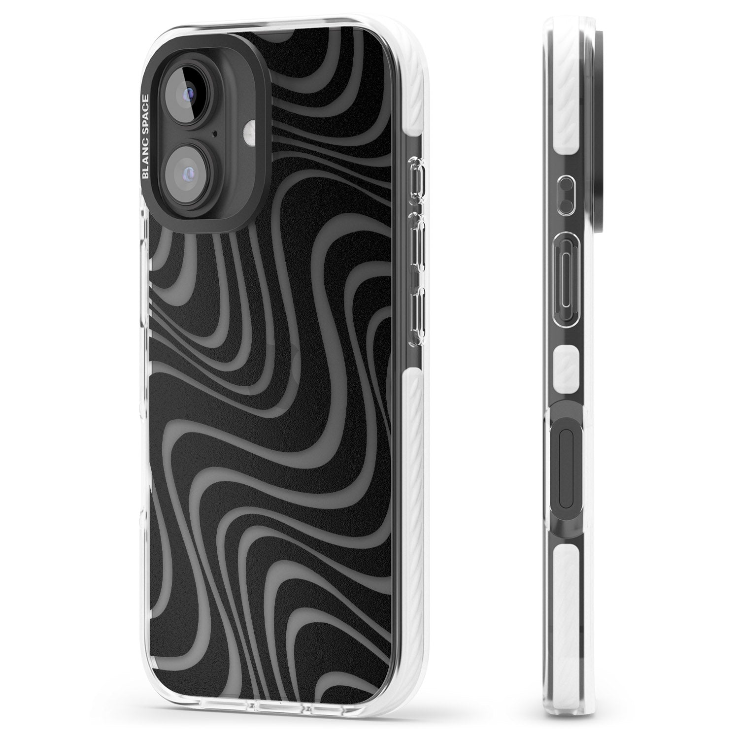 iPhone 16 Pro Max Abstract Waves Black Impact Phone Case