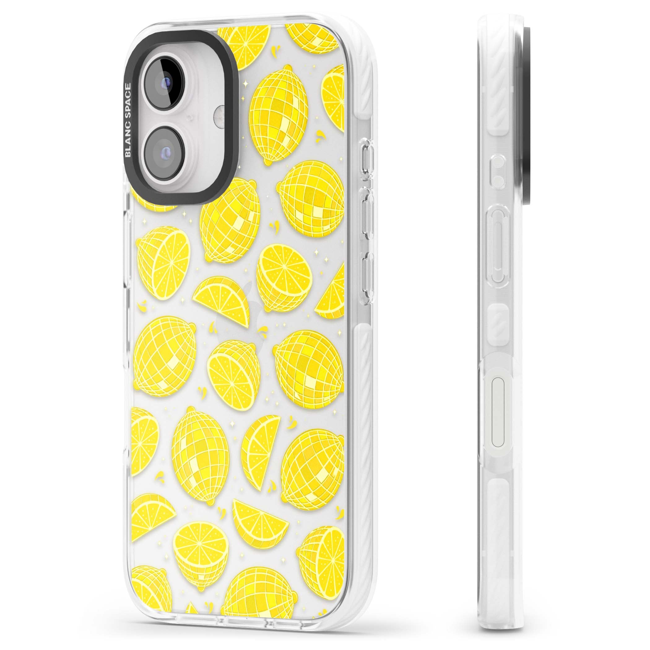 Disco Lemons citrus iPhone case featuring mirrorball lemons, sliced fruit and sparkle accents | Clear Impact case for iPhone 16, iPhone 16 Plus