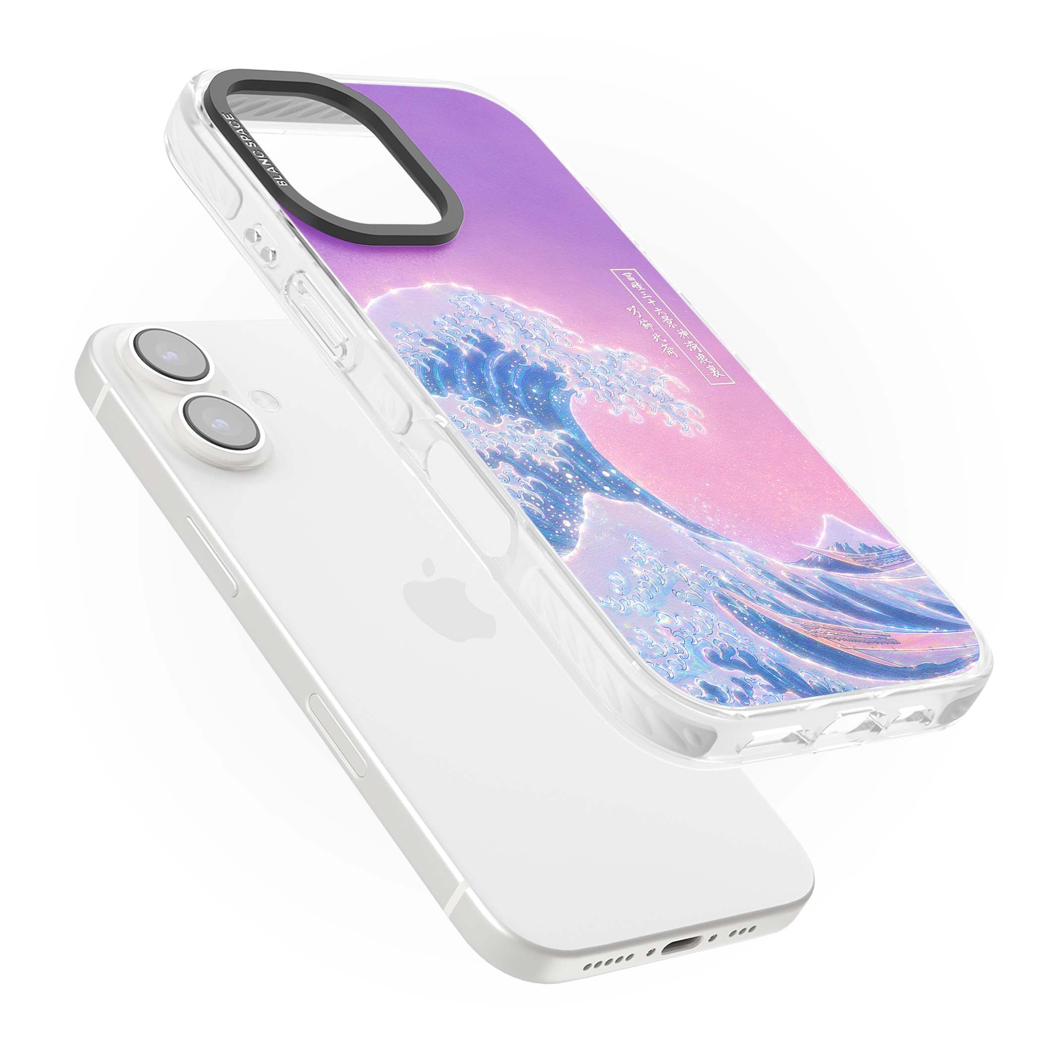 The Great Opal Wave Japanese iPhone case featuring Hokusai's great wave in iridescent pastels with lilac sky and Mou | Clear Impact case for iPhone 16, iPhone 16 Plus