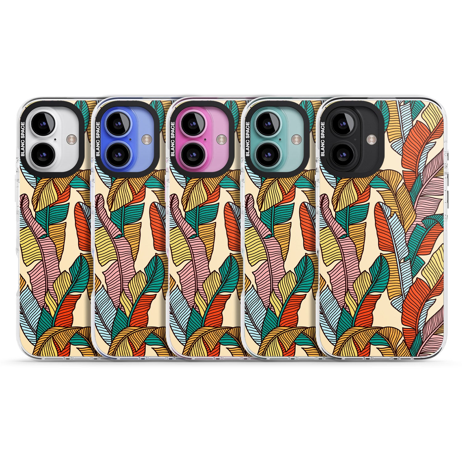 iPhone 16 Pro Max Pastel Palm Leaves Black Impact Phone Case