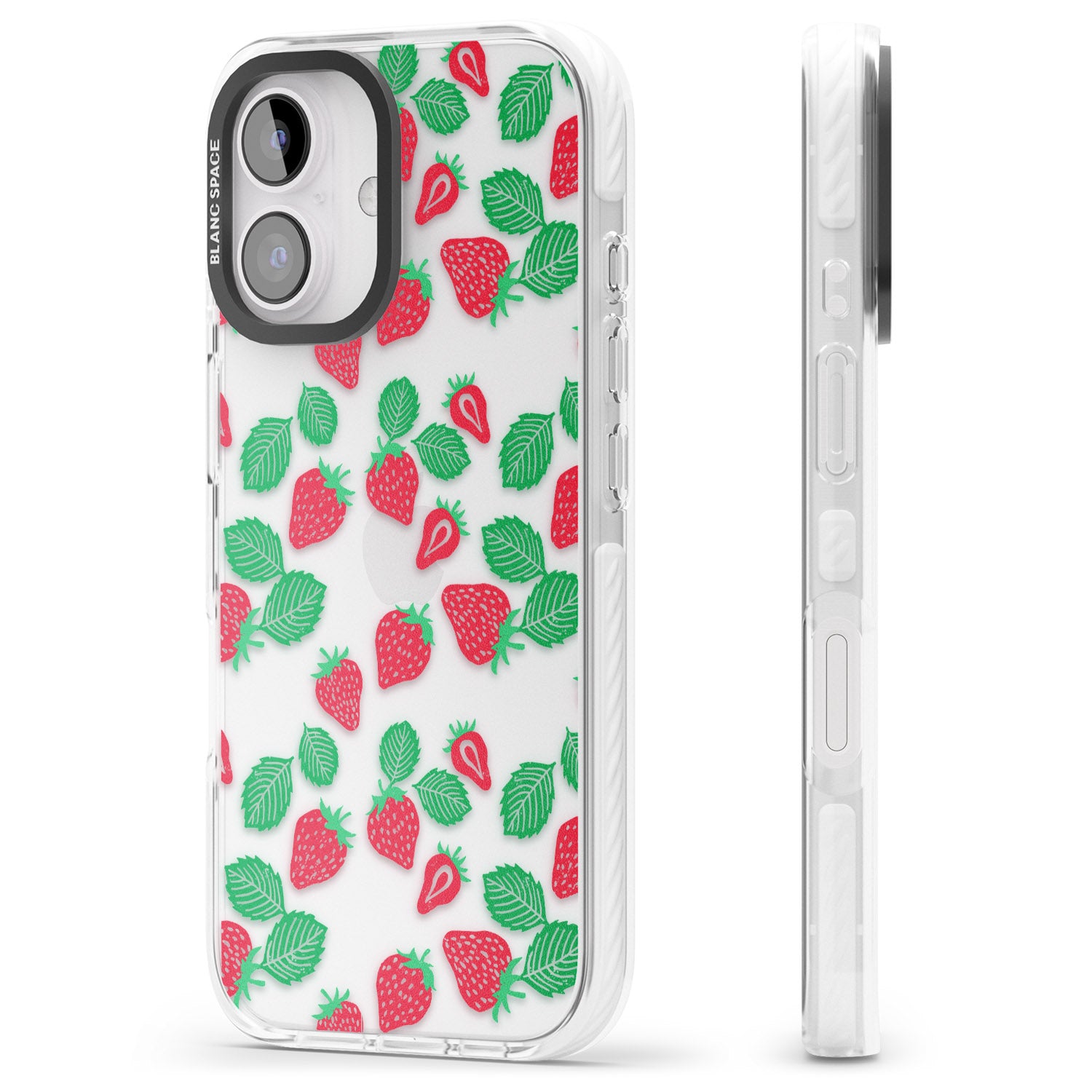 iPhone 16 Pro Max Strawberry Pattern Black Impact Phone Case