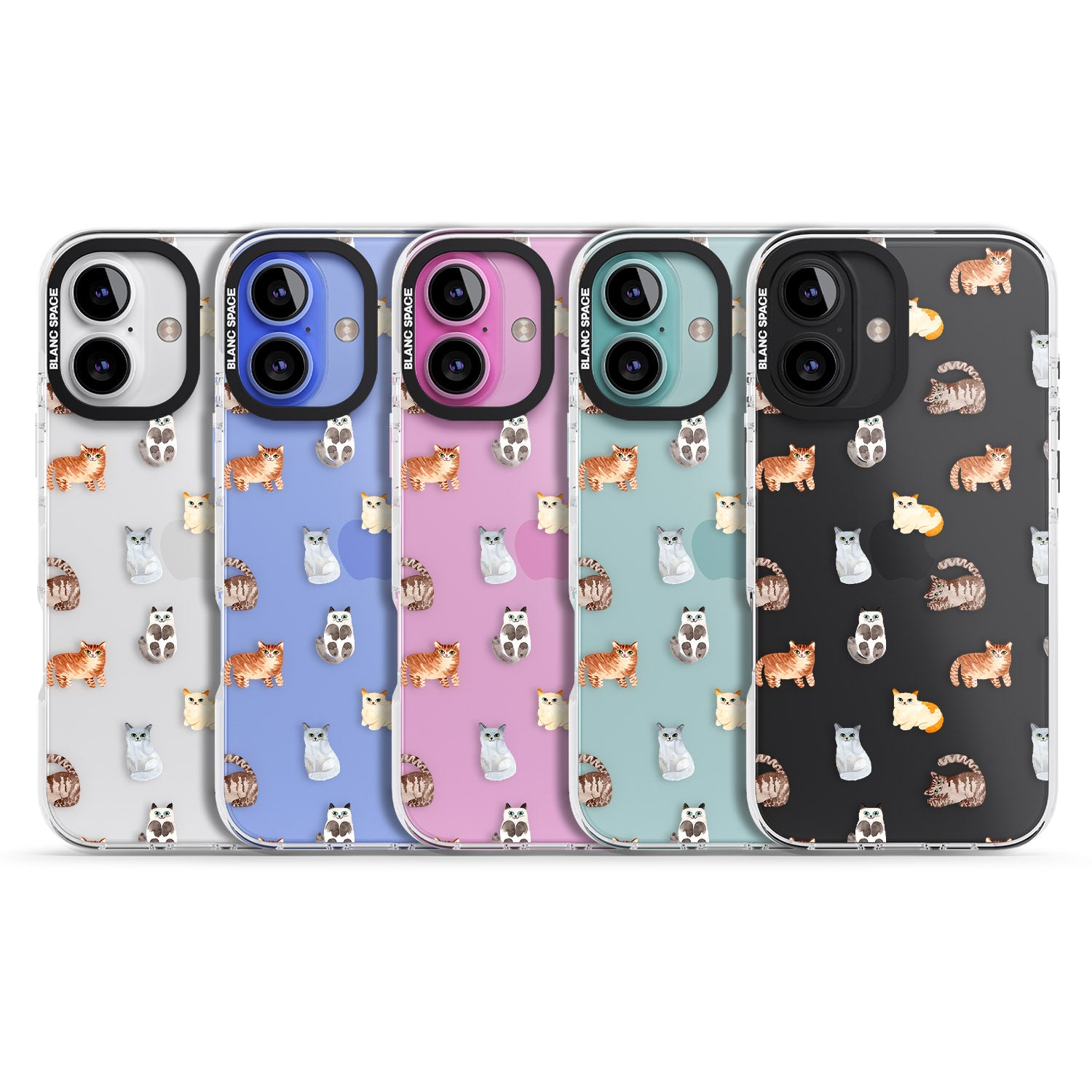 iPhone 16 Pro Max Cute Cat Pattern - Clear Black Impact Phone Case