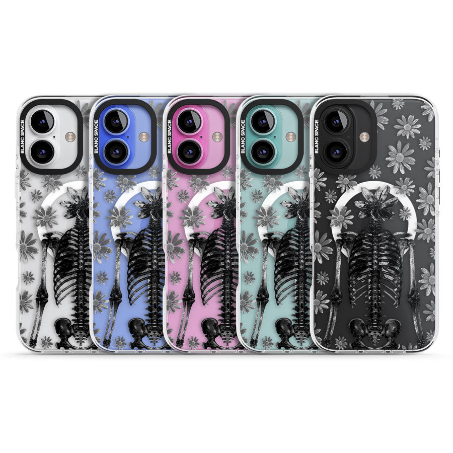 Skeleton Flower Impact Magsafe Phone Case for iPhone 16, iPhone 16 Plus