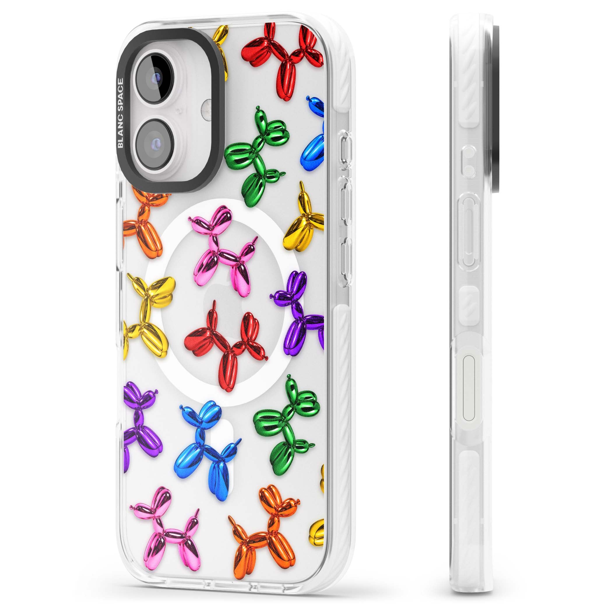 Balloon Dogs pop art iPhone case featuring rainbow chrome balloon dogs in Jeff Koons style | Impact Magsafe case for iPhone 16, iPhone 16 Plus