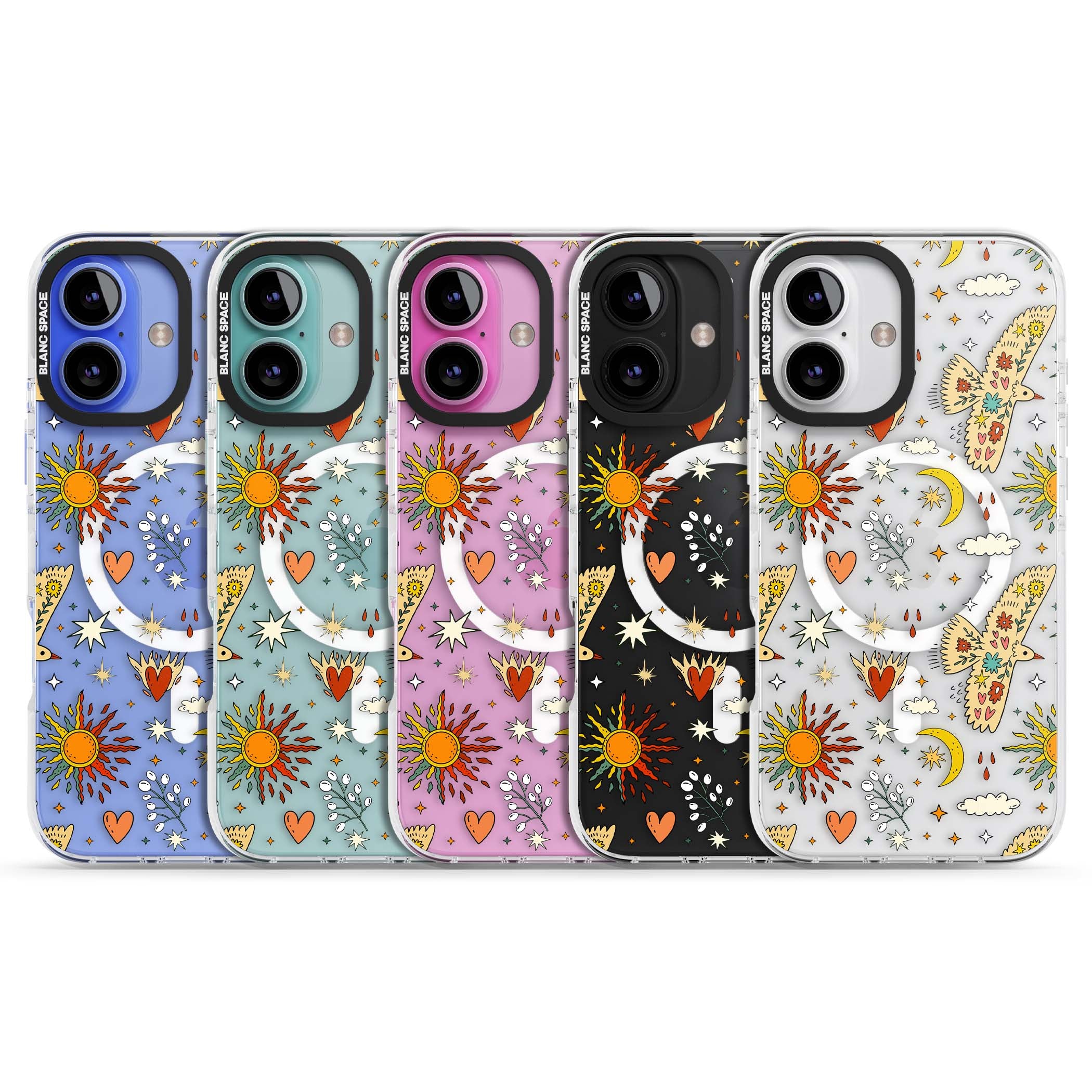 Elevate Your Phone'S Style With This Boho Celestial Sun & Eye Phone Case, Featuring A Mystical Blend Of Suns, All-Seeing Eyes, Butterflies, Stars, And