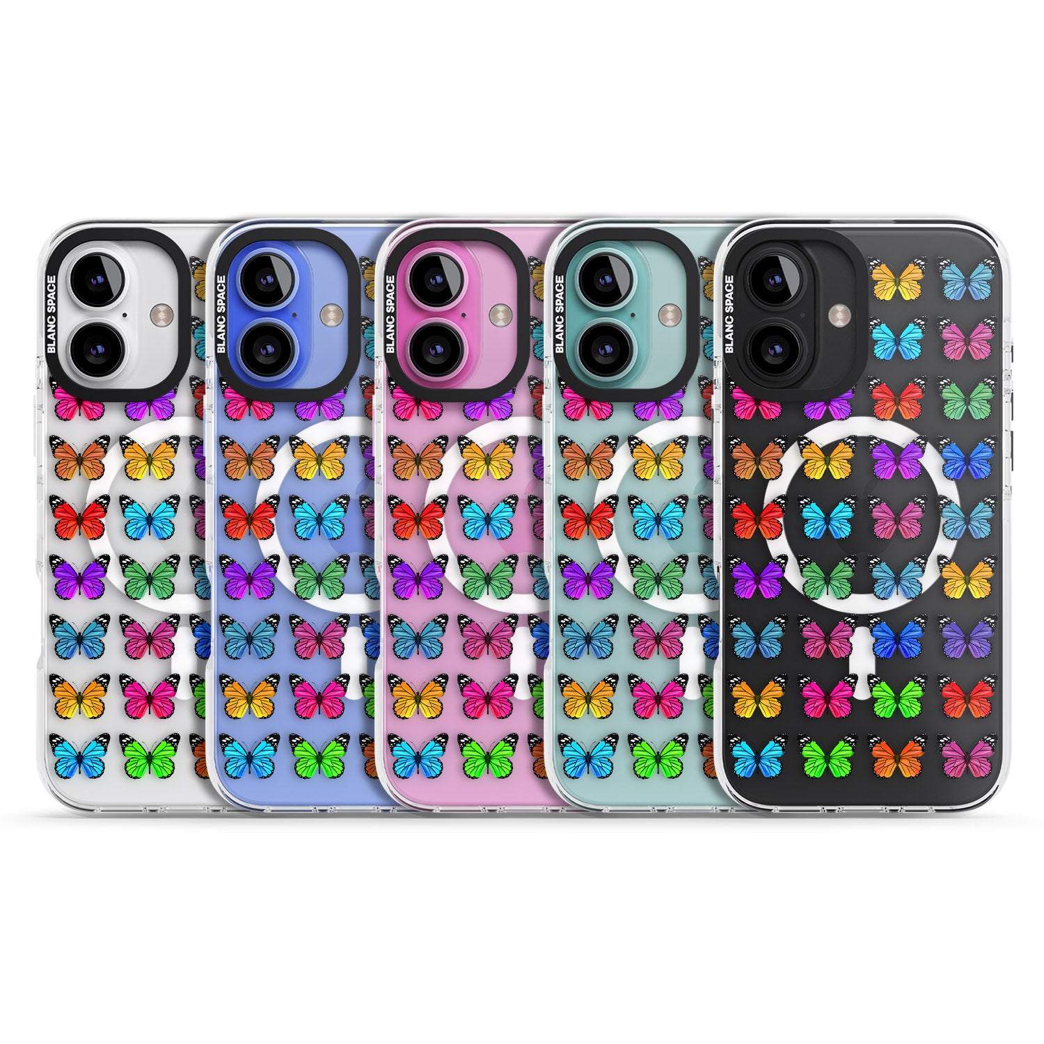 iPhone 16 Pro Max Colourful Butterfly Pattern Black Impact Phone Case