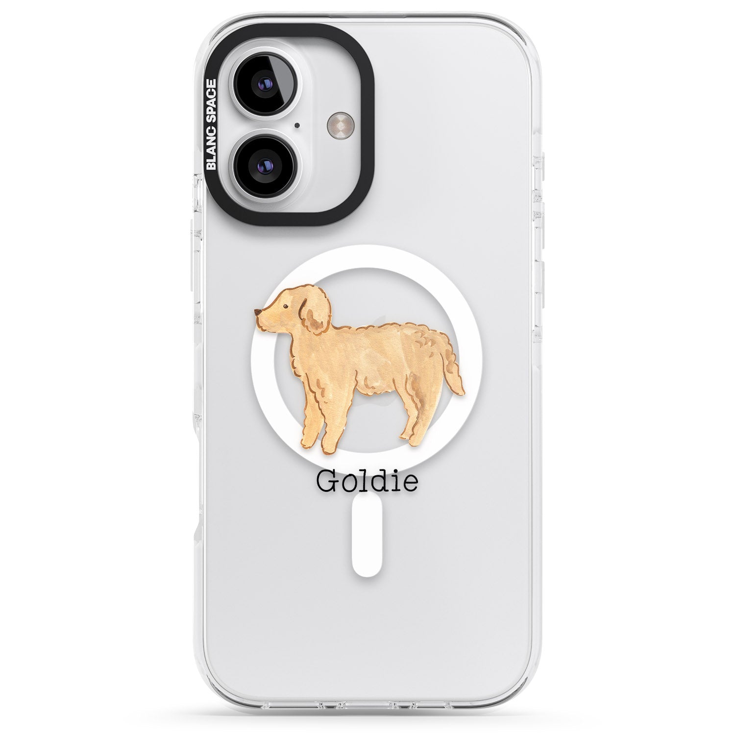 iPhone 16 Pro Max Personalised Hand Painted Goldendoodle Black Impact Phone Case