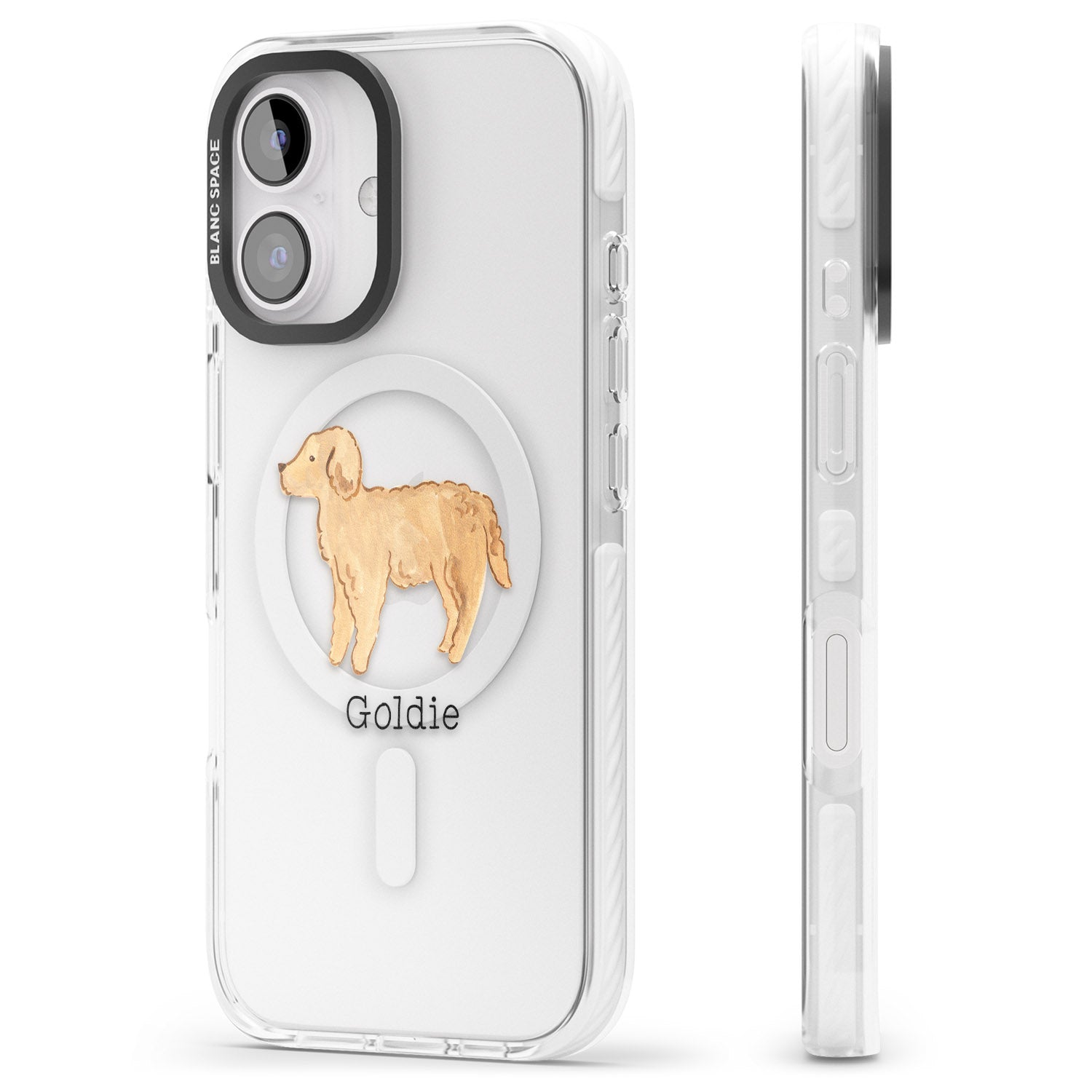 iPhone 16 Pro Max Personalised Hand Painted Goldendoodle Black Impact Phone Case