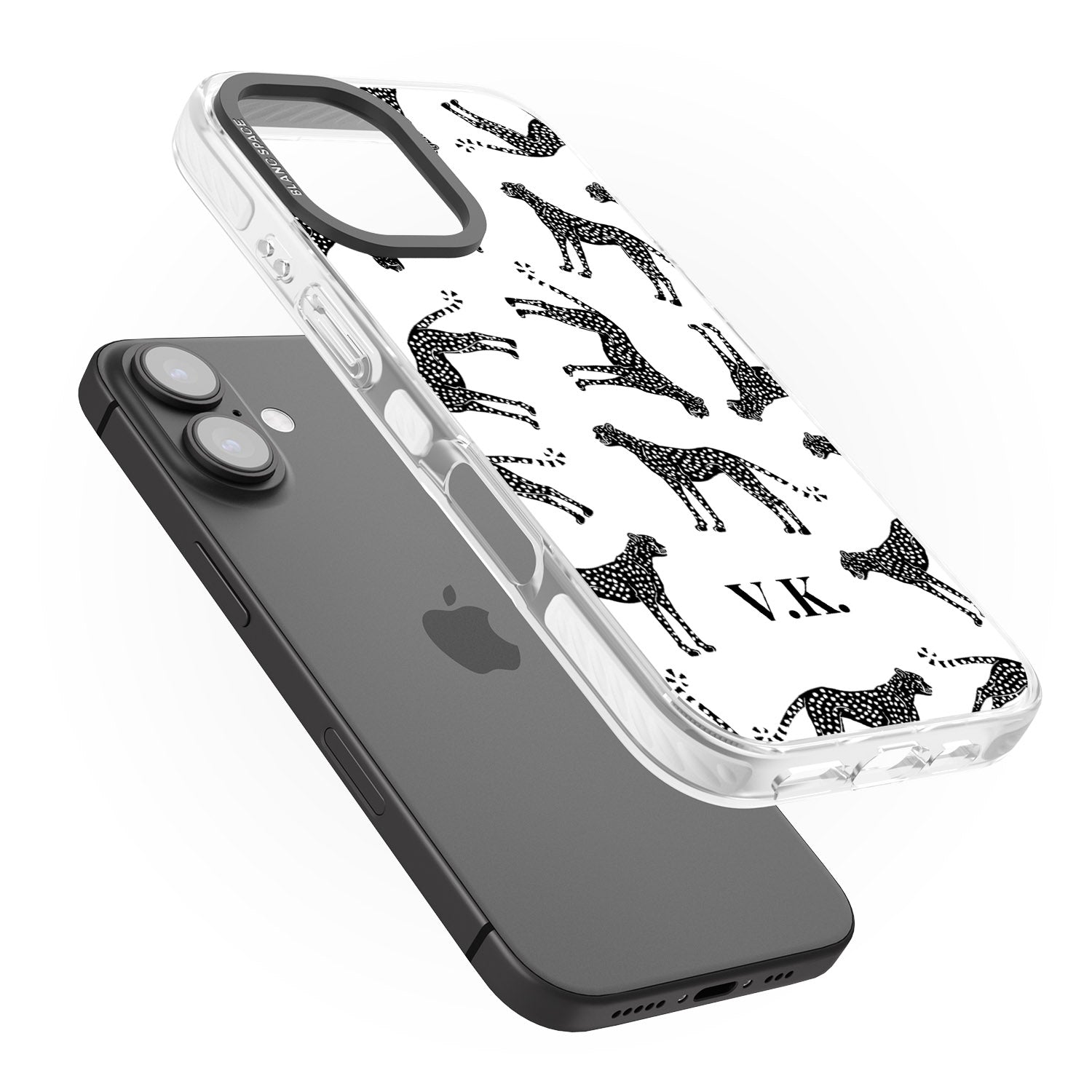 iPhone 16 Pro Max Personalised Cheetah Black & White Black Impact Phone Case