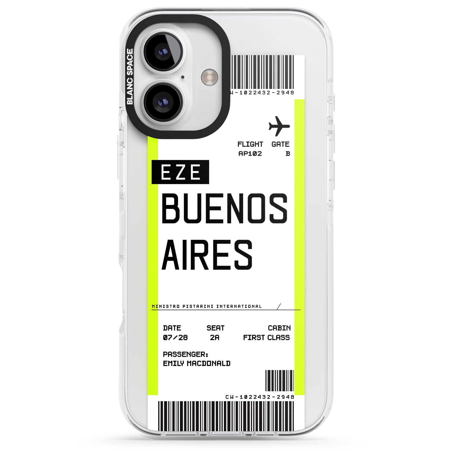 iPhone 16 Pro Max Personalised Buenos Aires Boarding Pass Black Impact Phone Case