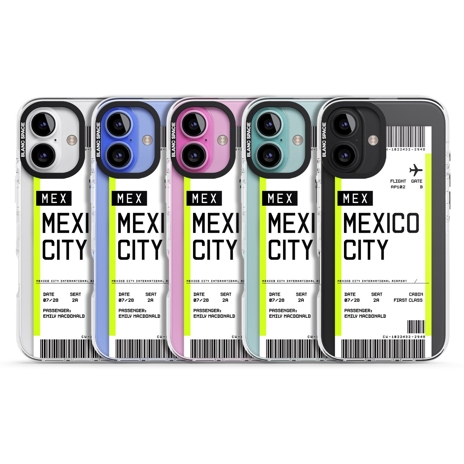 iPhone 16 Pro Max Personalised Mexico City Boarding Pass Black Impact Phone Case
