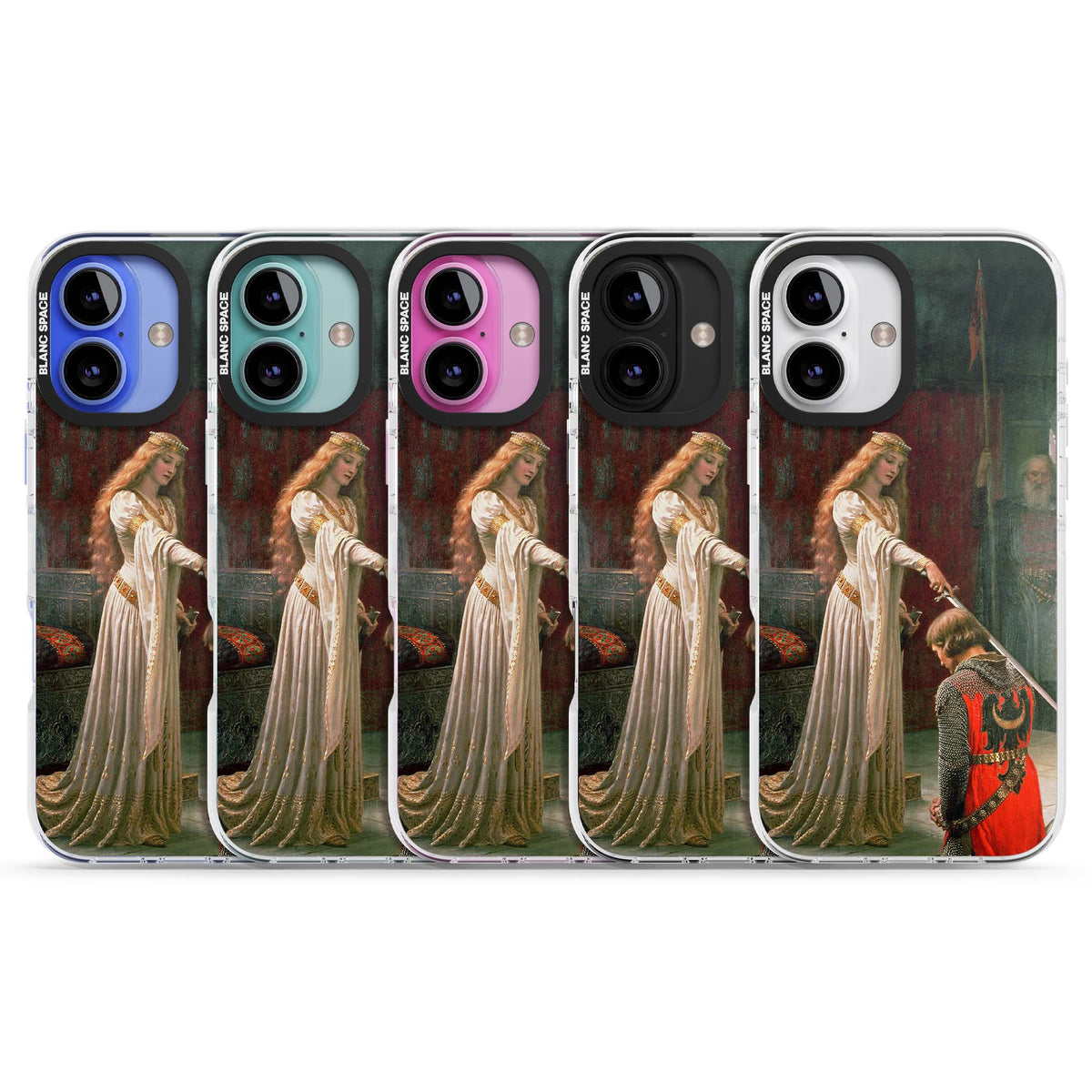 The Accolade renaissance art iPhone case featuring Edmund Blair Leighton's painting of a queen knighting a kneeling knight | Impact Magsafe case for iPhone 16, iPhone 16 Plus