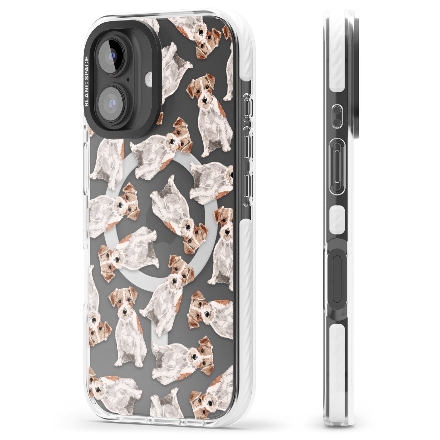 iPhone 16 Pro Max Wirehaired Jack Russell Watercolour Dog Pattern Black Impact Phone Case