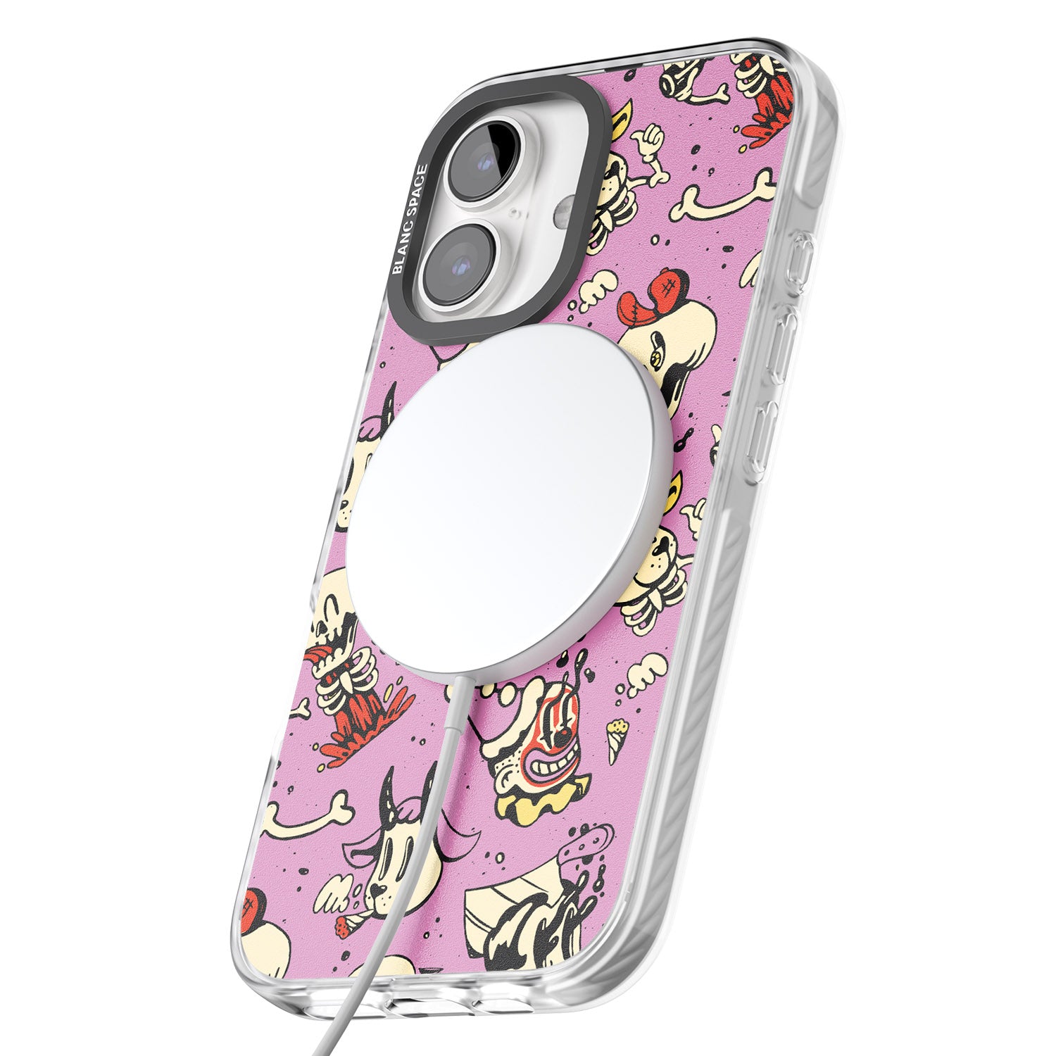 iPhone 16 Pro Max Purple Retro Halloween Pattern Black Impact Phone Case