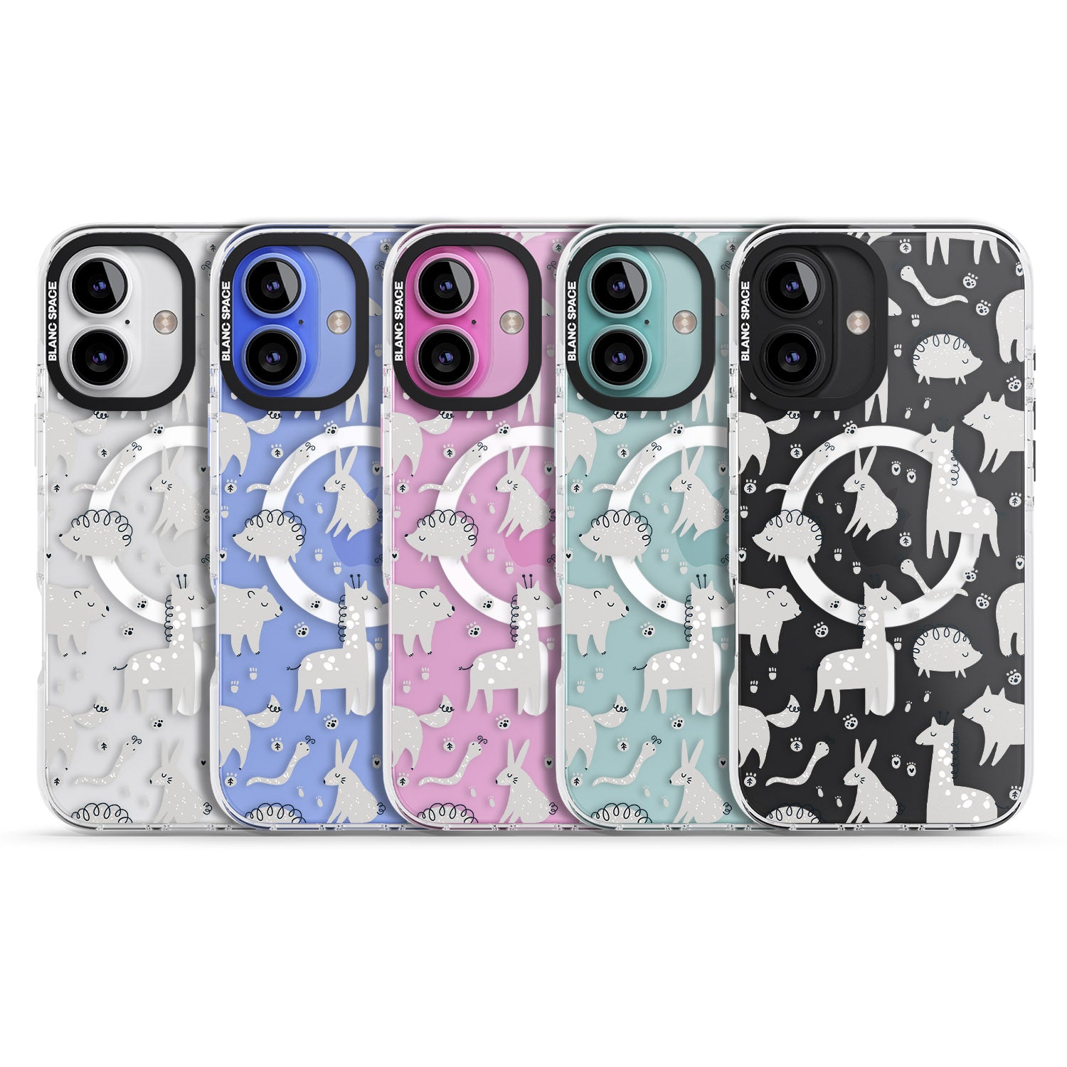 iPhone 16 Pro Max Adorable Mixed Animals Pattern (Clear) Black Impact Phone Case