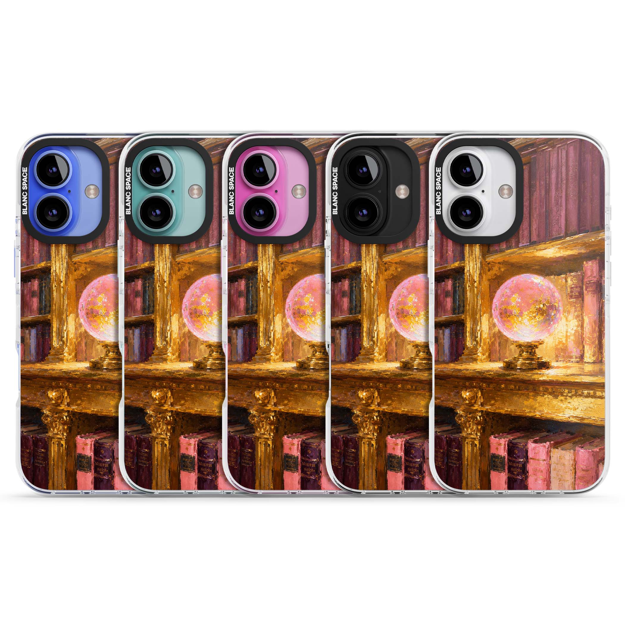 Gilded Library dark academia iPhone case featuring an oil painted crystal ball on a gilded library shelf with vintage | Impact Magsafe case for iPhone 16, iPhone 16 Plus