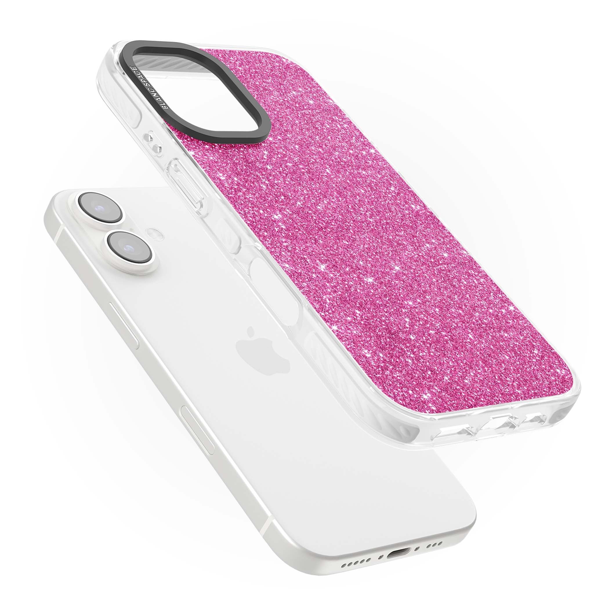 Pink Glitter Y2K iPhone case featuring hot pink glitter wallpaper with sparkle shimmer effect | Impact Magsafe case for iPhone 16, iPhone 16 Plus