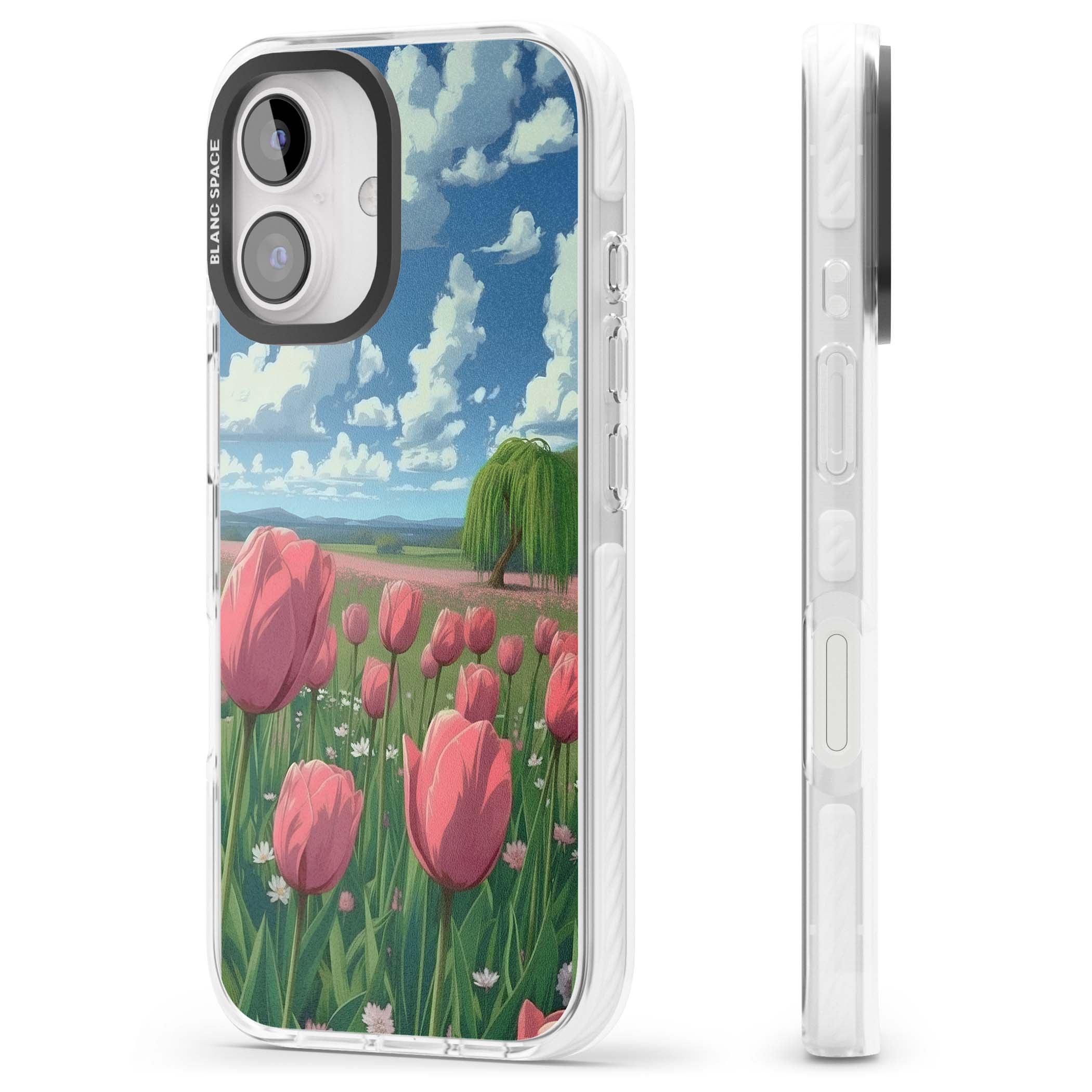 Willow By The Pink Tulips floral iPhone case | Impact Magsafe case for iPhone 16, iPhone 16 Plus