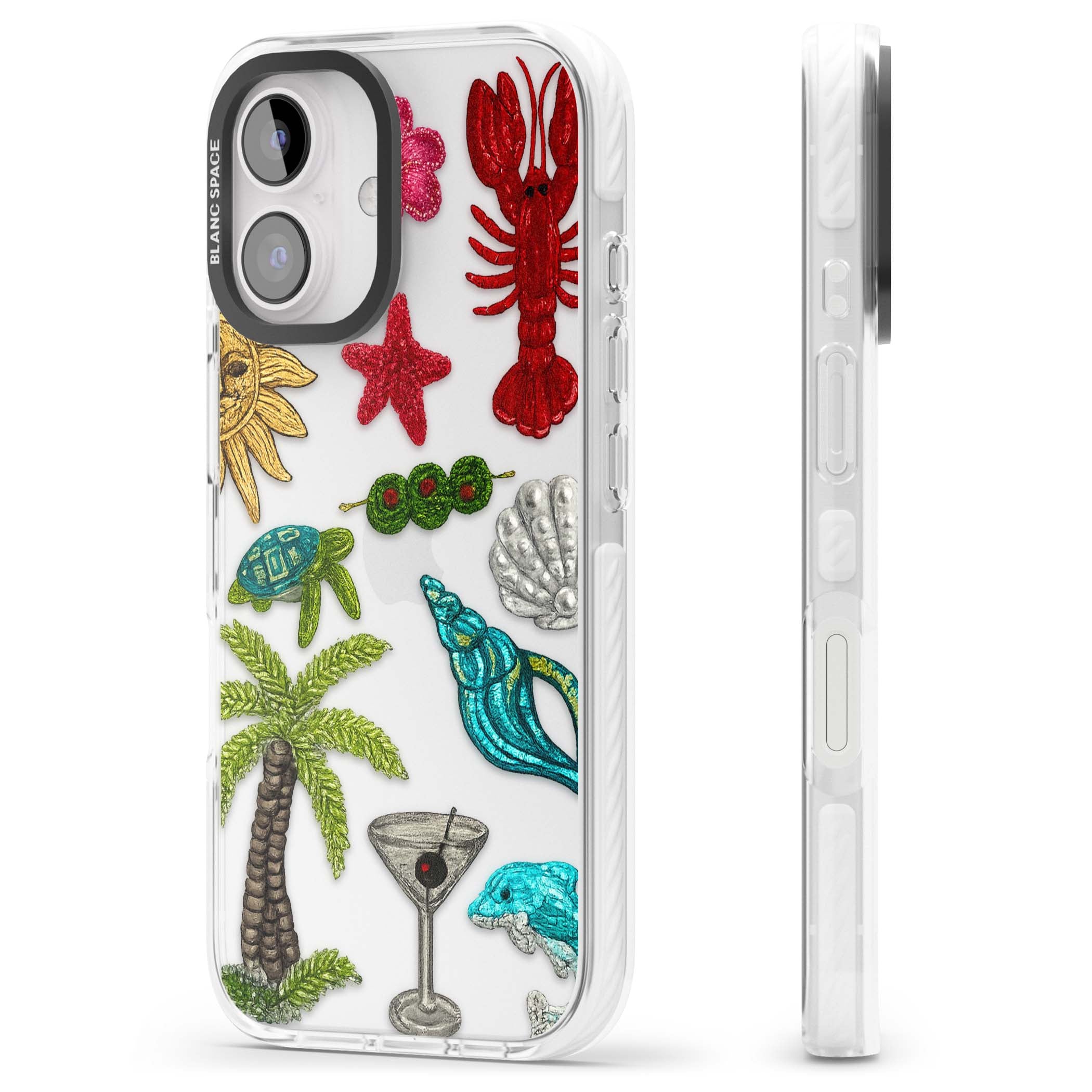 Painted Coastal Pattern coastal iPhone case | Clear Impact case for iPhone 16, iPhone 16 Plus