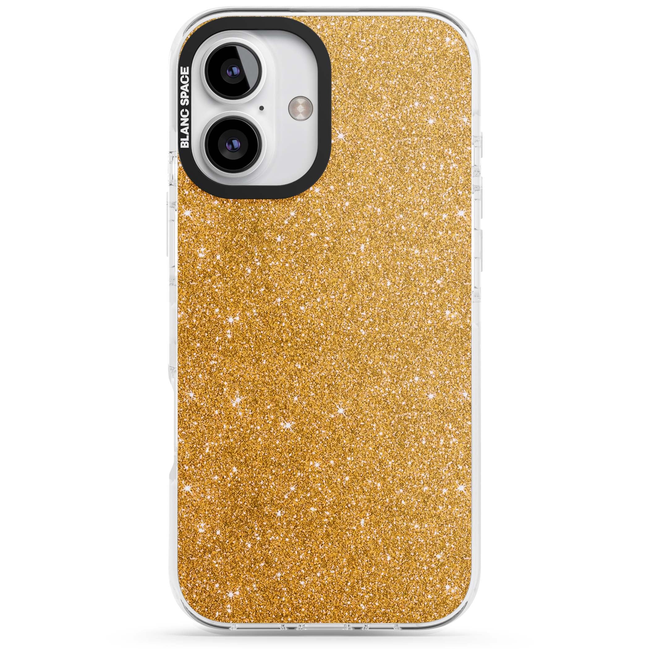 Gold Glitter gold glitter iPhone case featuring a shimmering sparkle wallpaper design in luxury gold | Clear Impact case for iPhone 16, iPhone 16 Plus