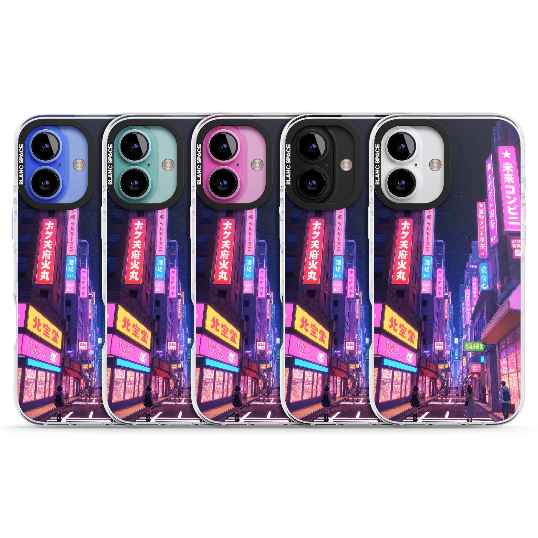Shibuya At Night Japanese neon city iPhone case featuring glowing kanji signs, pink storefronts and a Tokyo street at n | Clear Impact case for iPhone 16, iPhone 16 Plus
